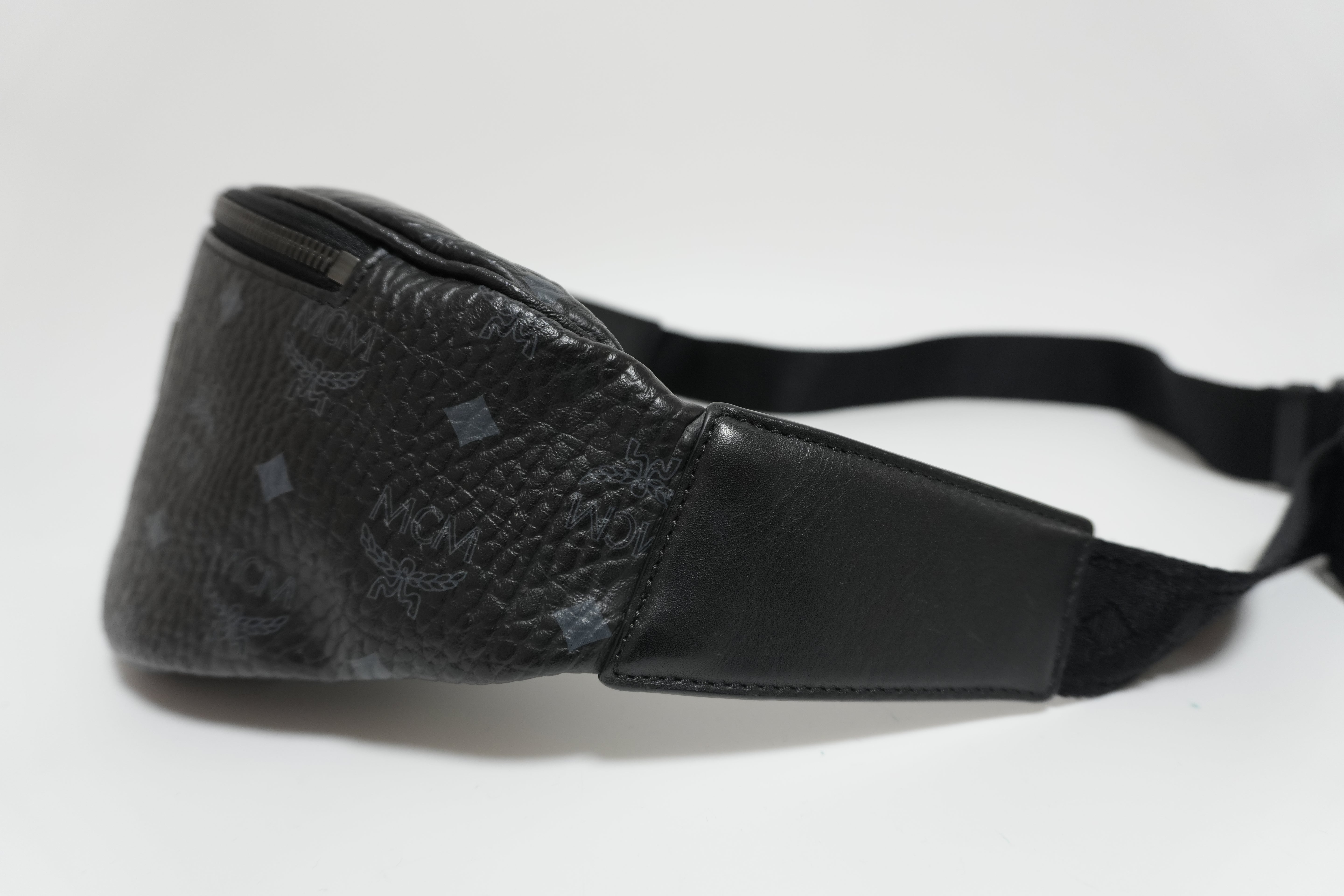 MCM Waist Bag Black Canvas Black Used