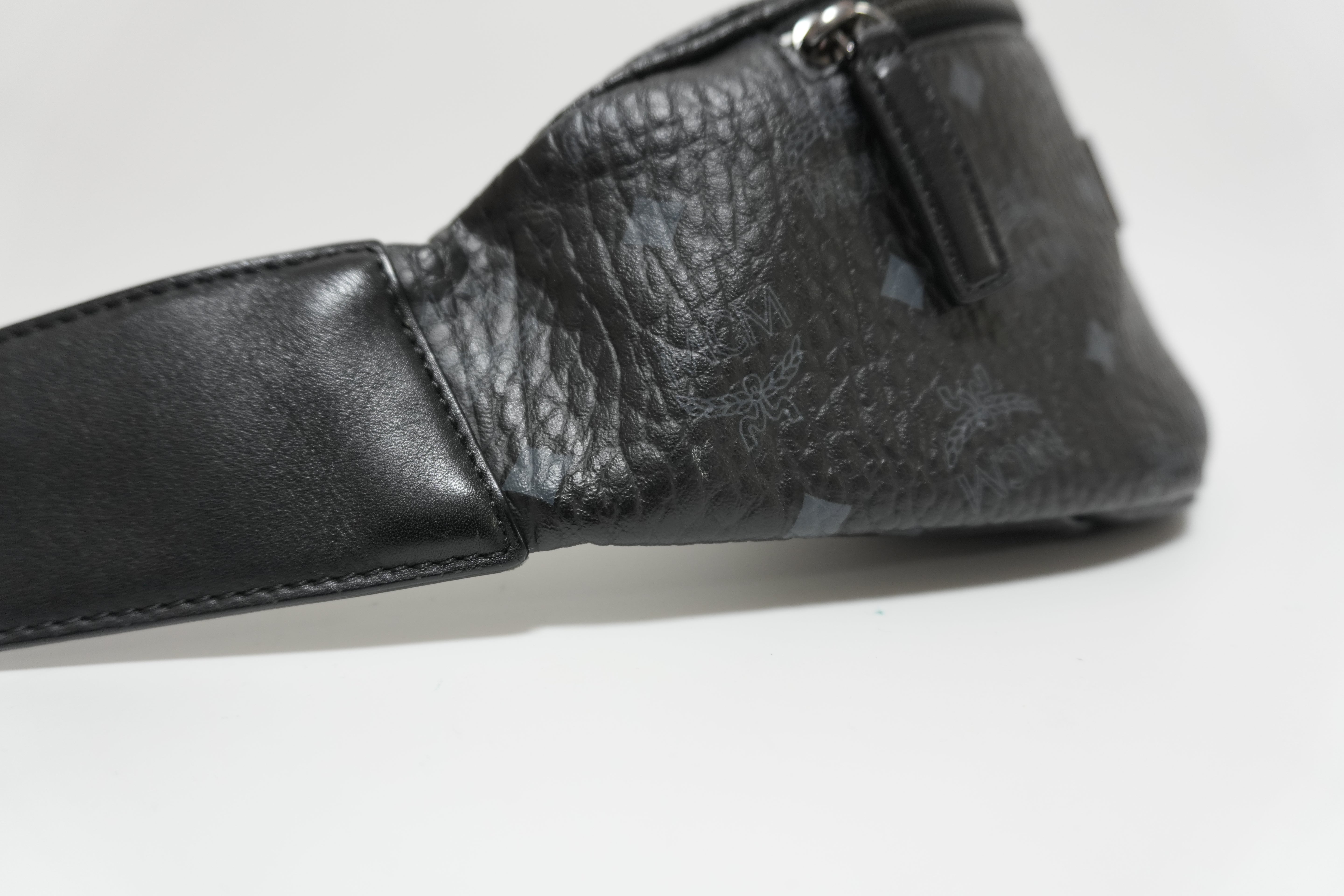 MCM Waist Bag Black Canvas Black Used