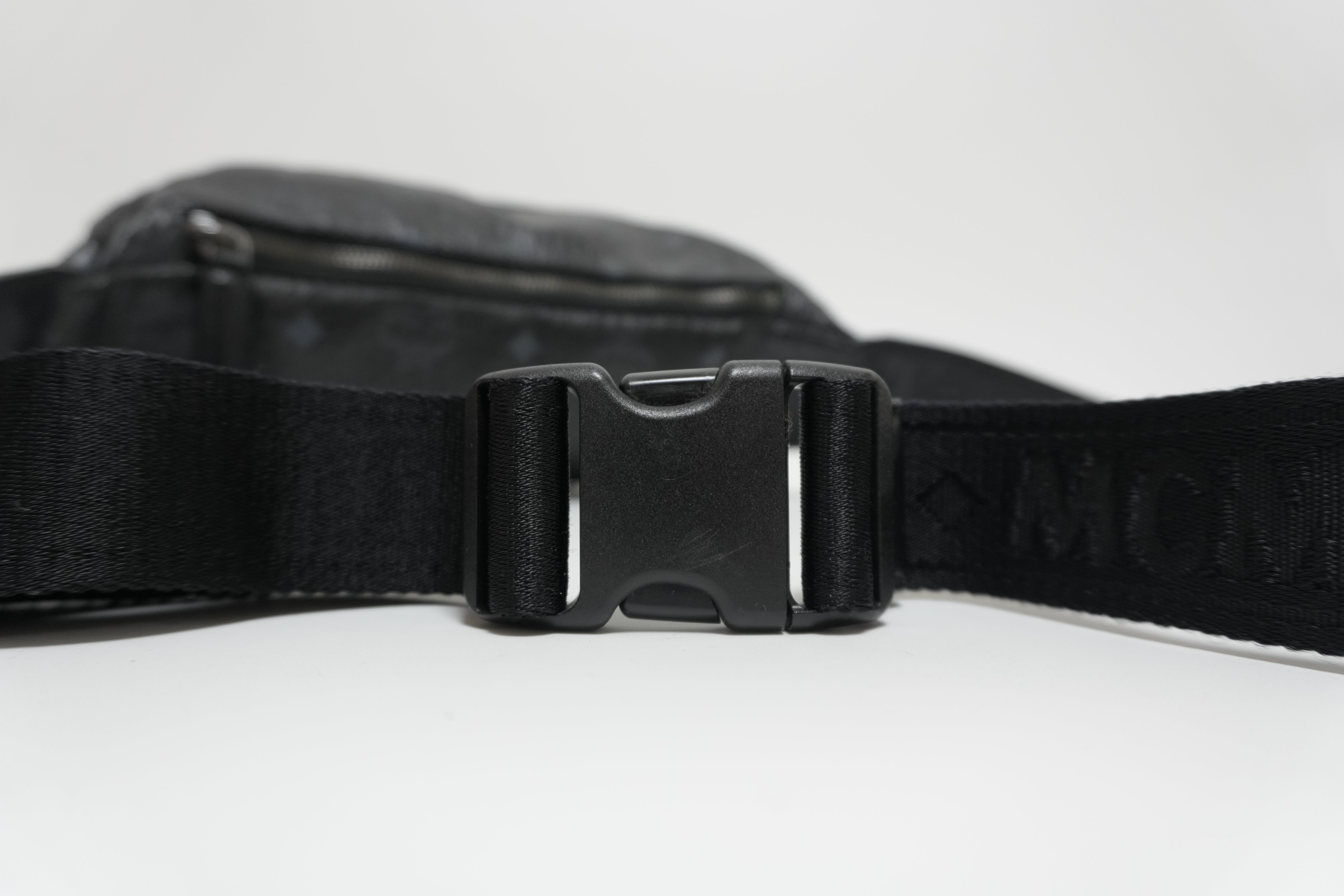 MCM Waist Bag Black Canvas Black Used