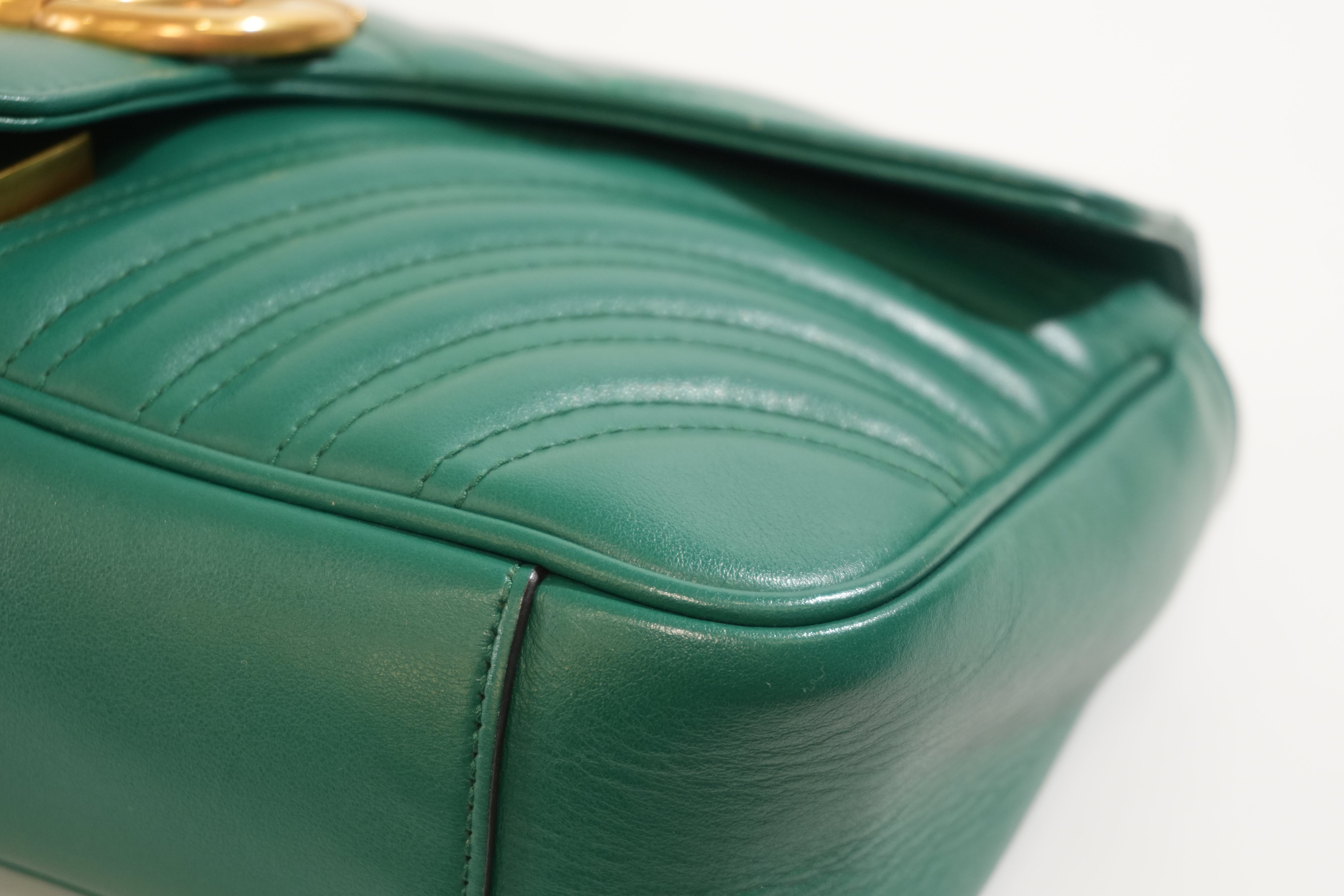 Pre-owned Gucci Marmont Chain Crossbody Bag Green