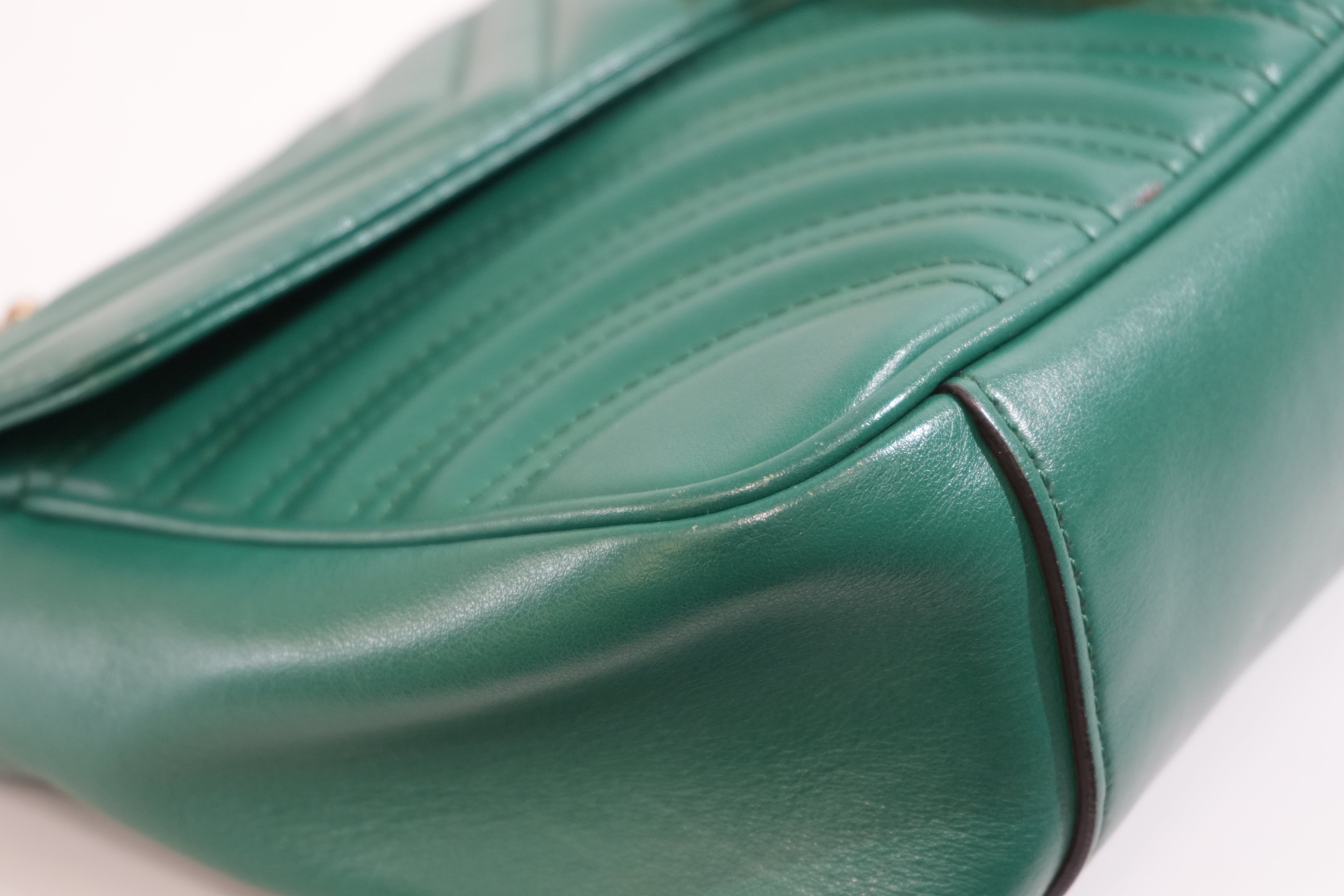 Pre-owned Gucci Marmont Chain Crossbody Bag Green