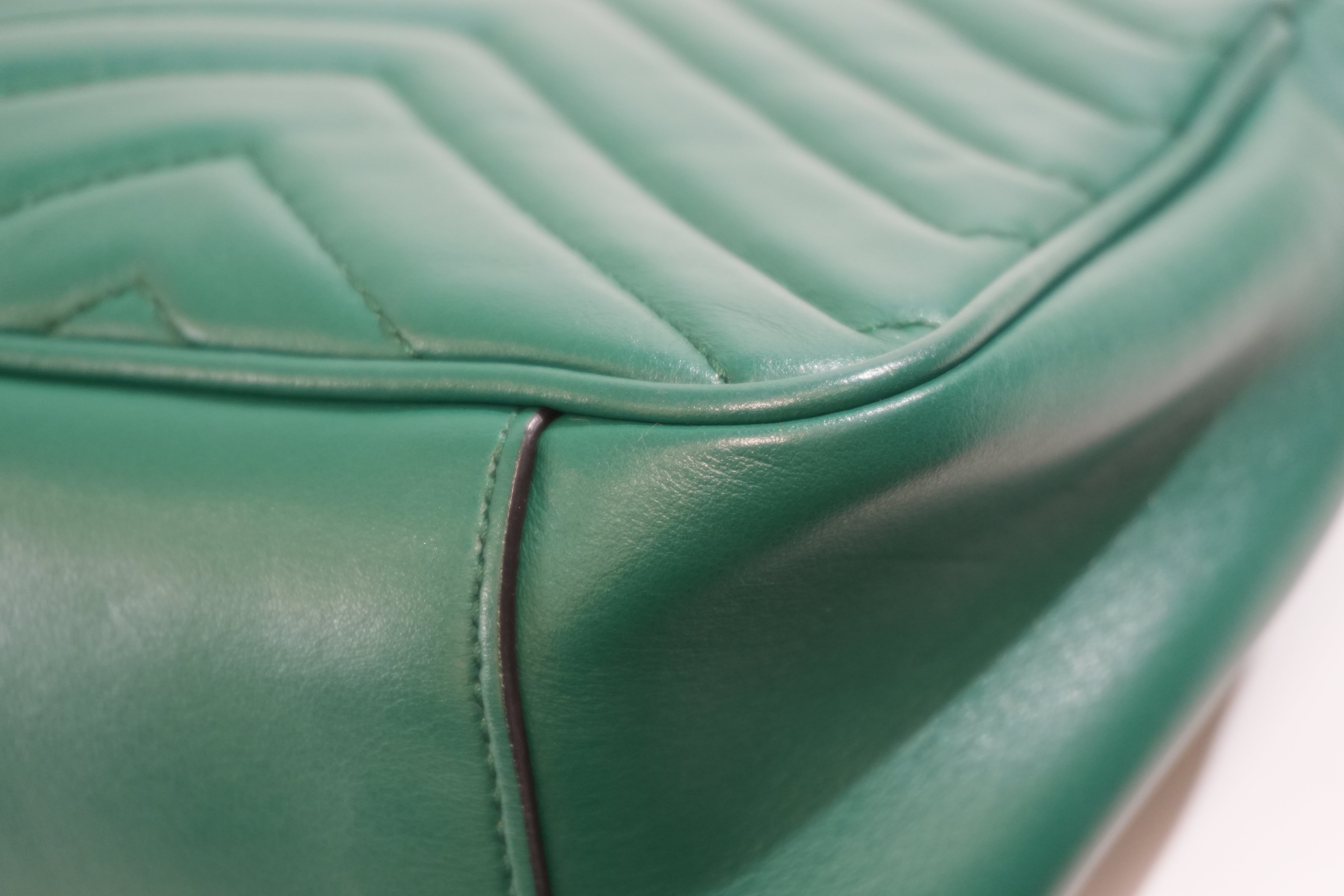 Pre-owned Gucci Marmont Chain Crossbody Bag Green