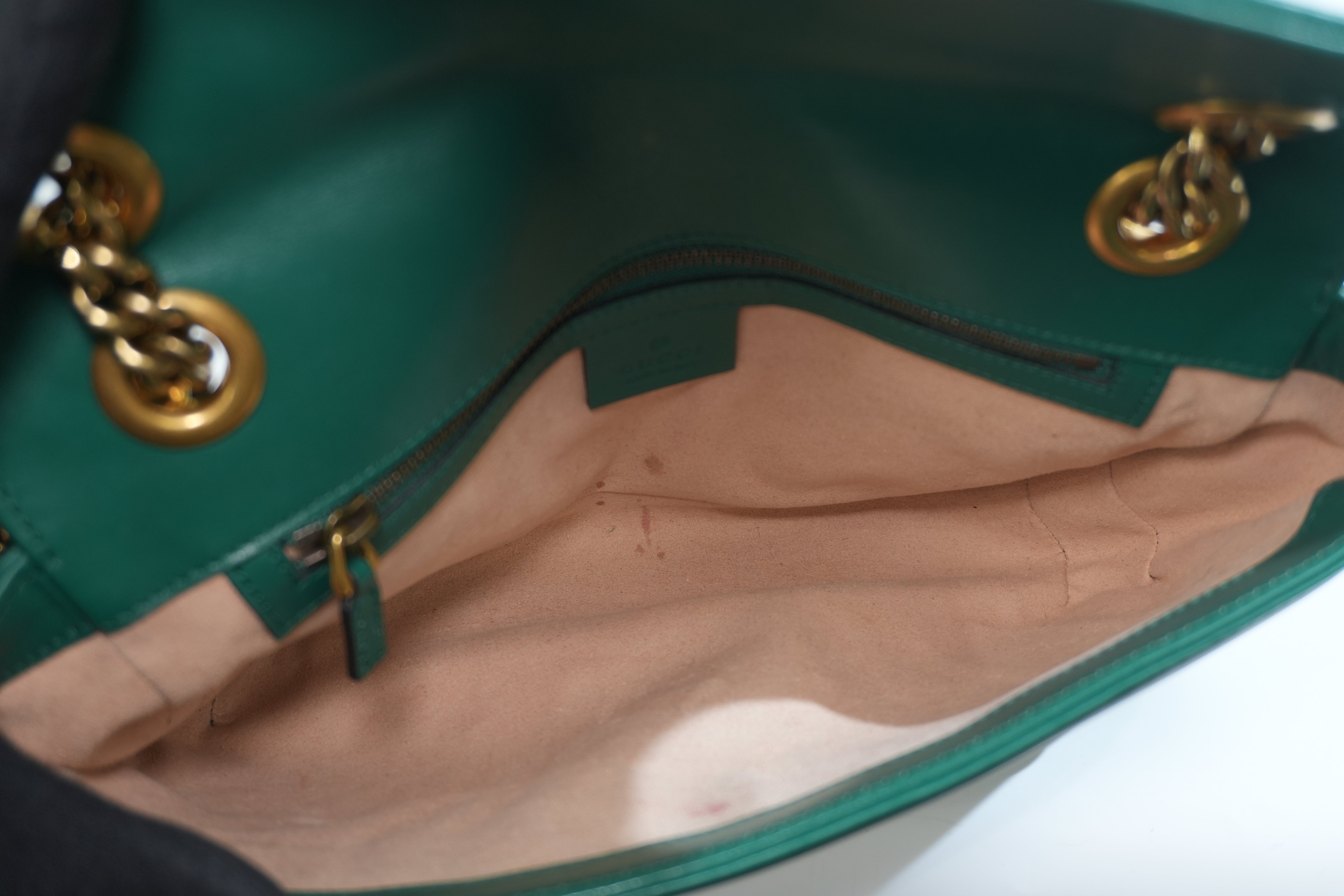 Pre-owned Gucci Marmont Chain Crossbody Bag Green