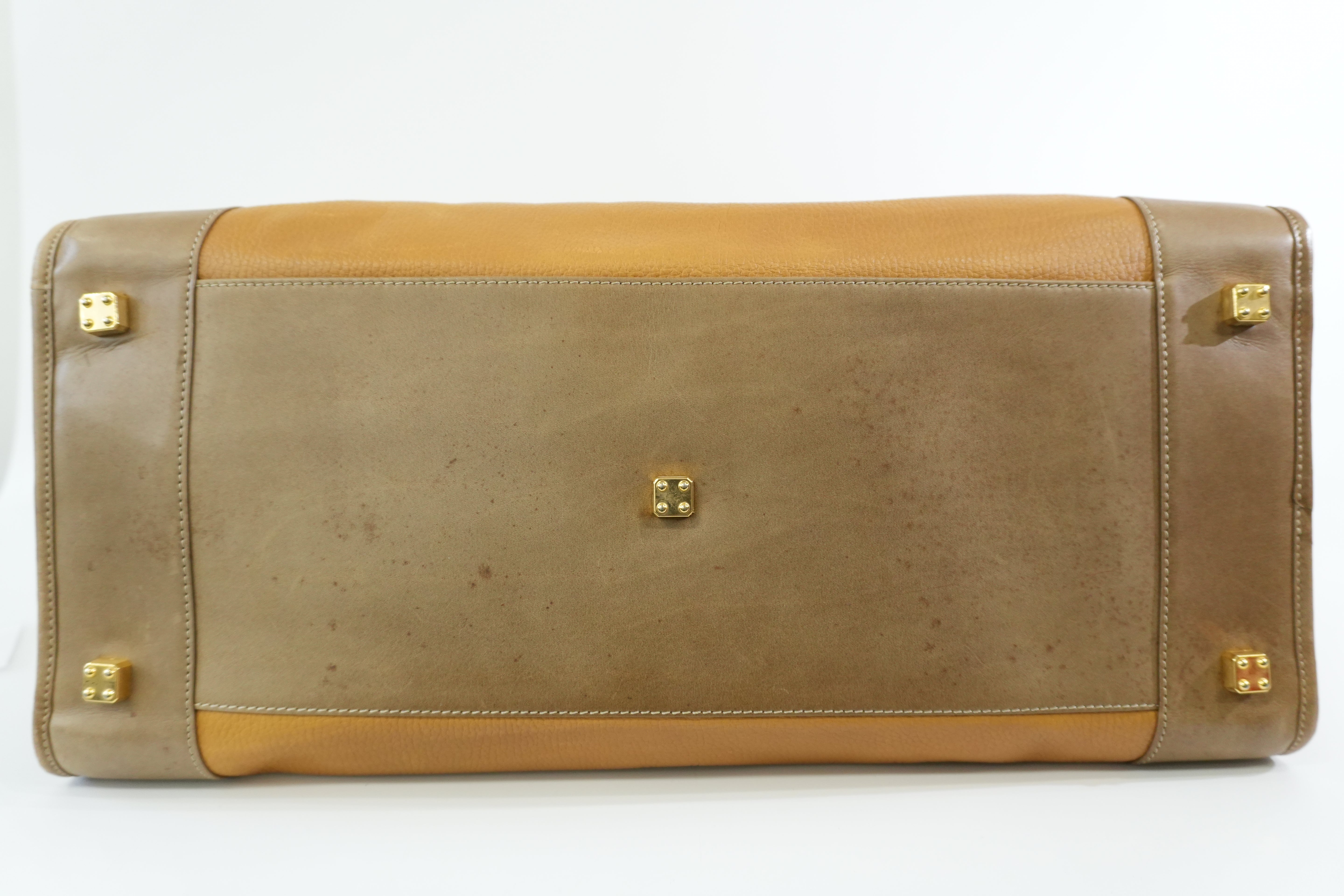 Pre-owned Loewe Amazona 50 Anagram Boston Travel Bag Beige