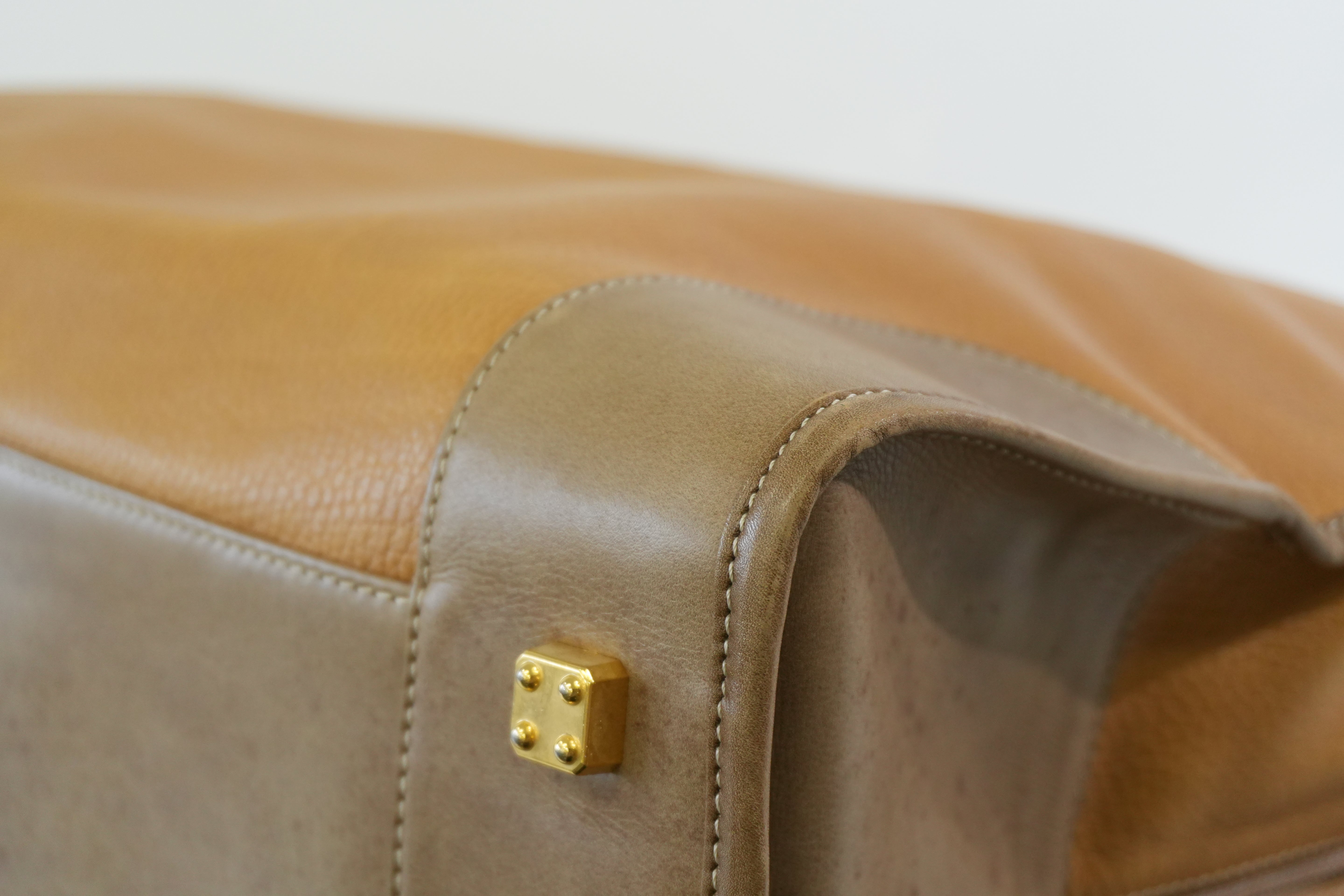 Pre-owned Loewe Amazona 50 Anagram Boston Travel Bag Beige