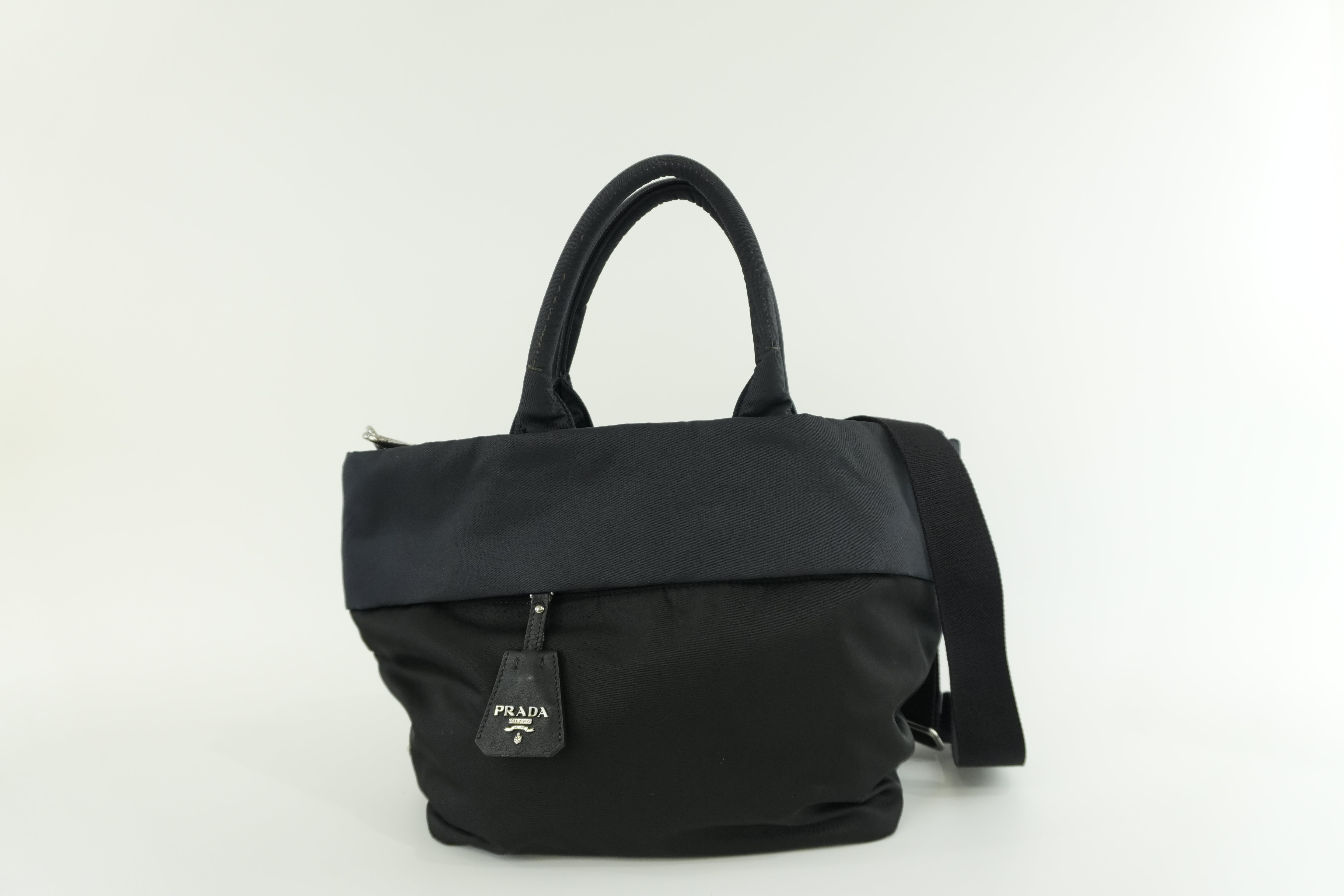 Prada Two Way Shoulder Bag Nylon Black and Blue Used