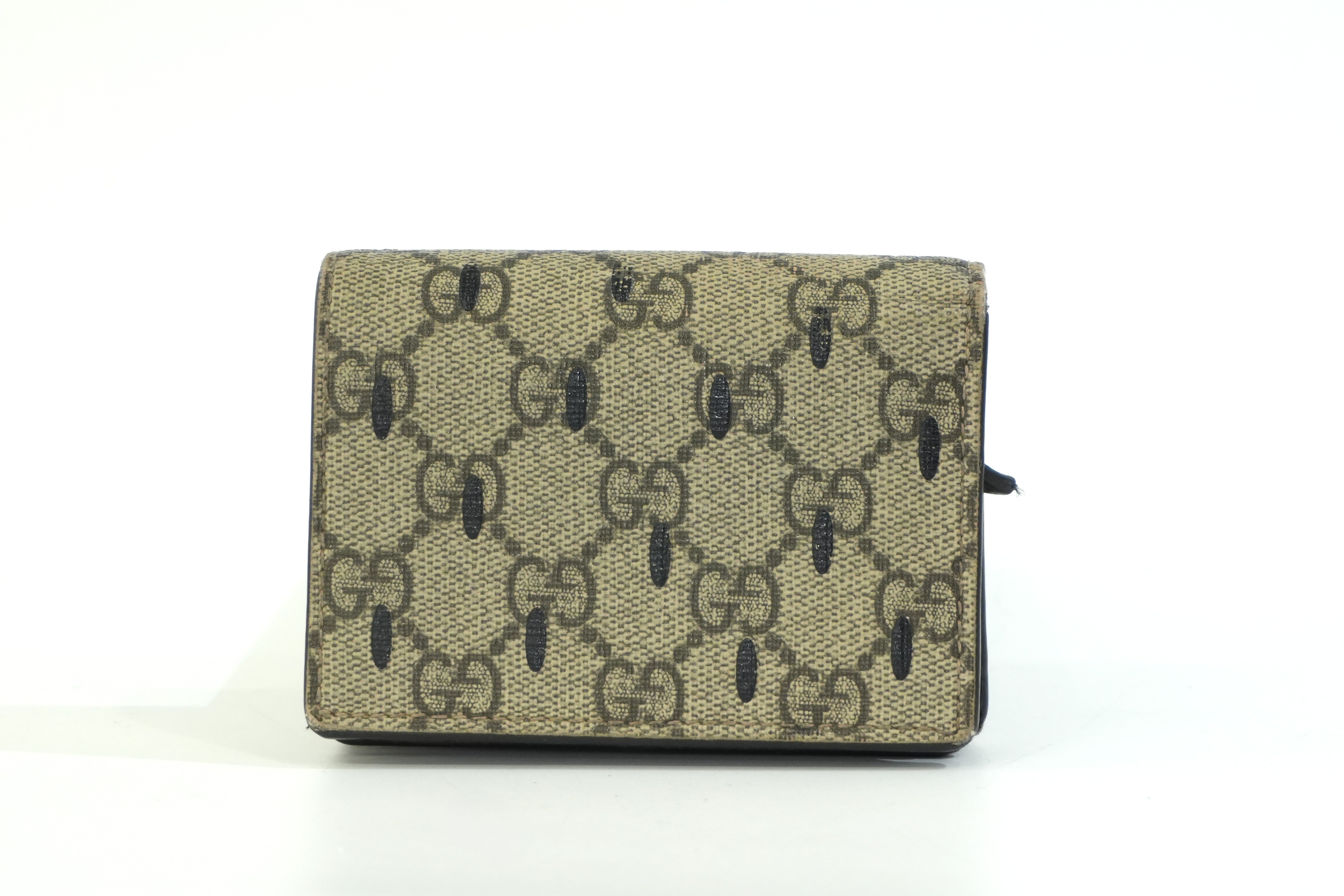 Pre-owned Gucci Compact Wallet Strawberry Wallet Brown