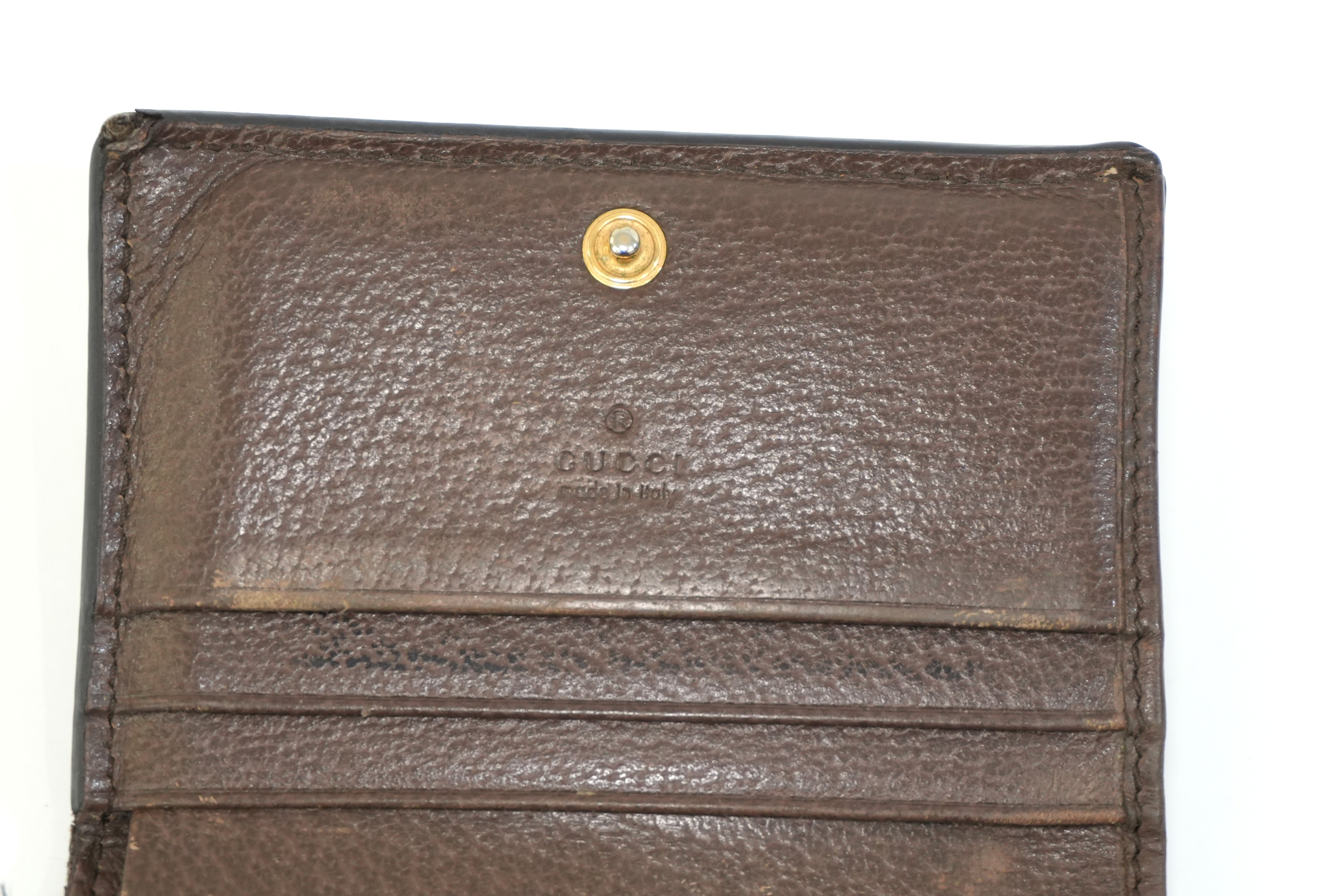 Pre-owned Gucci Compact Wallet Strawberry Wallet Brown