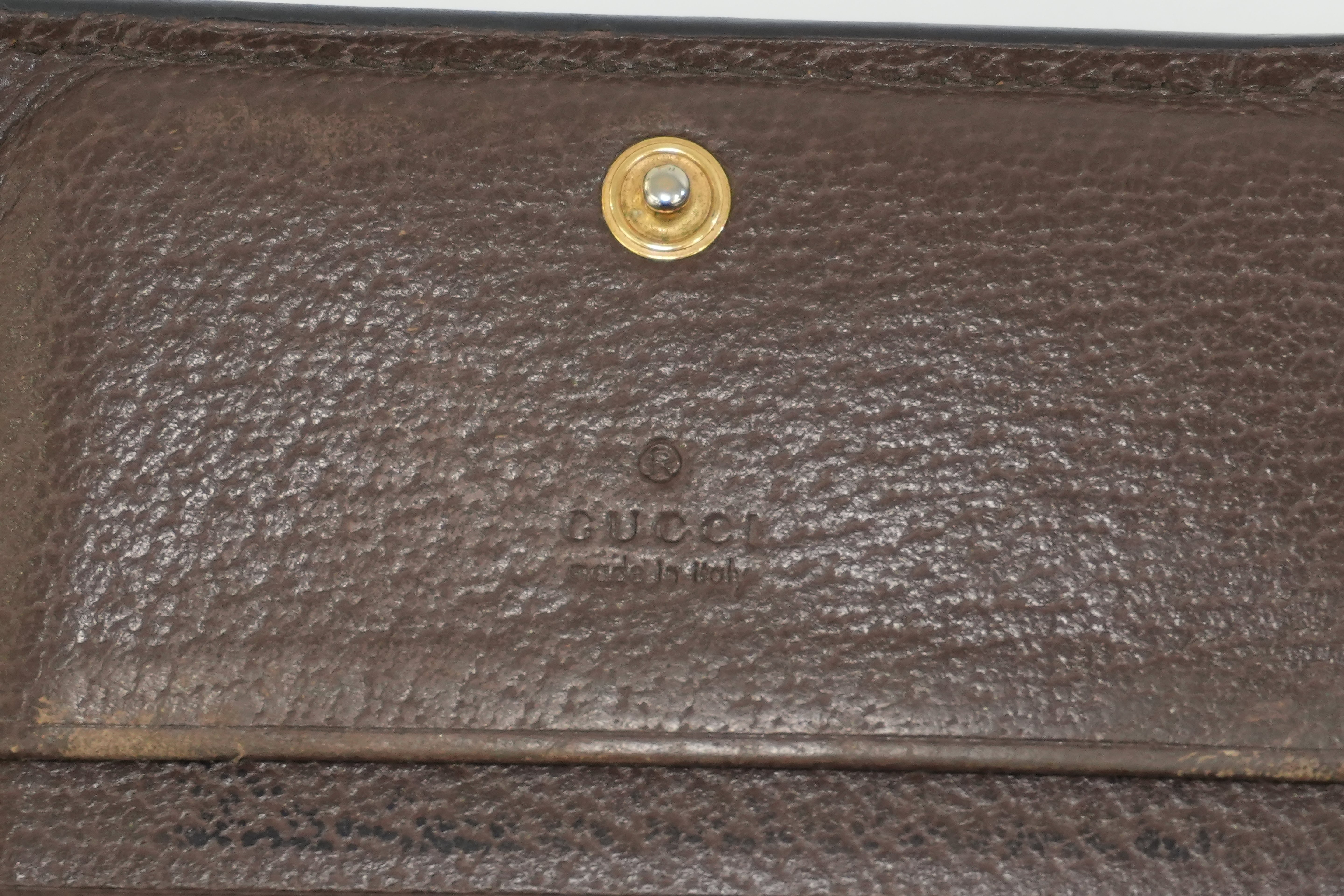 Pre-owned Gucci Compact Wallet Strawberry Wallet Brown