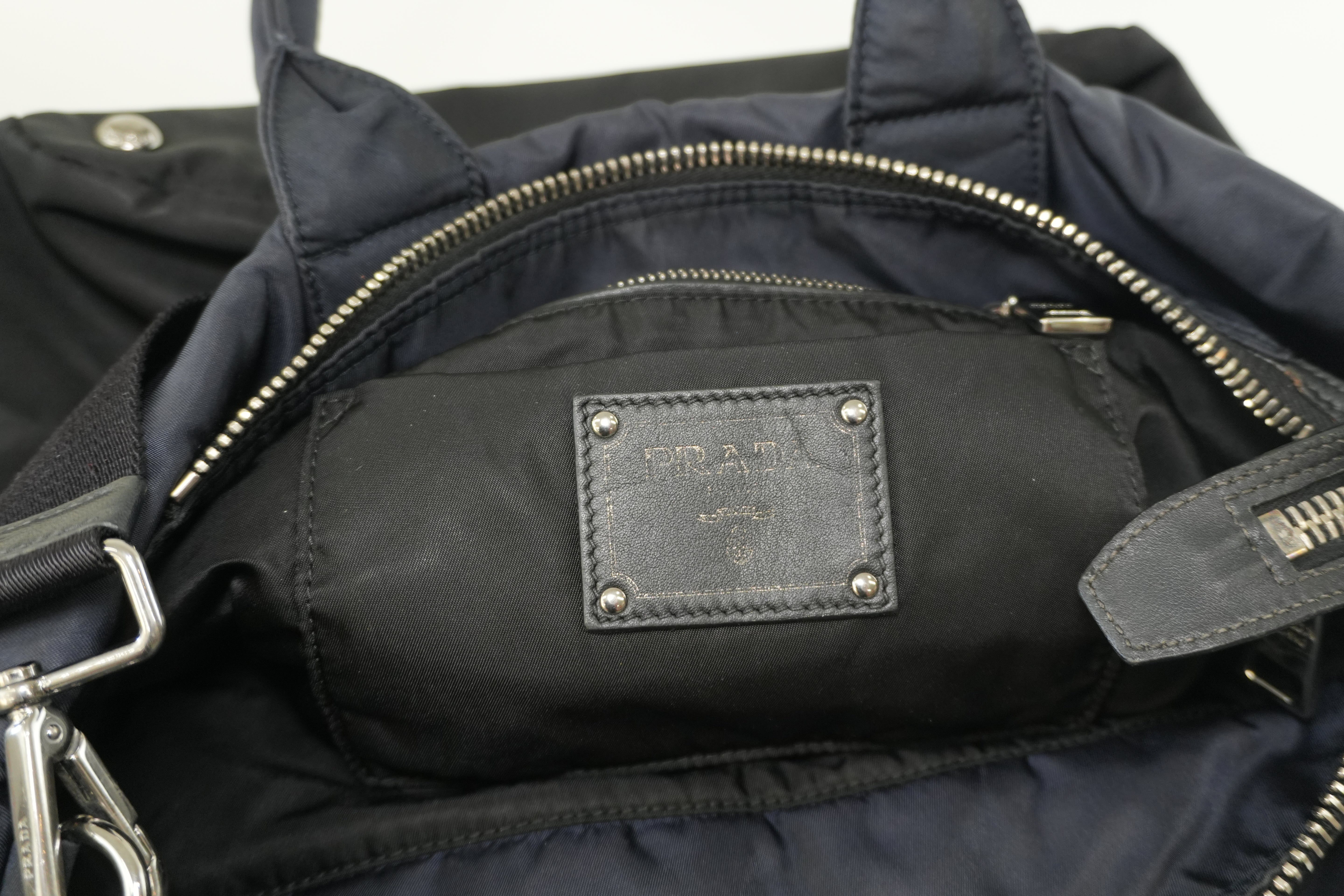 Prada Two Way Shoulder Bag Nylon Black and Blue Used