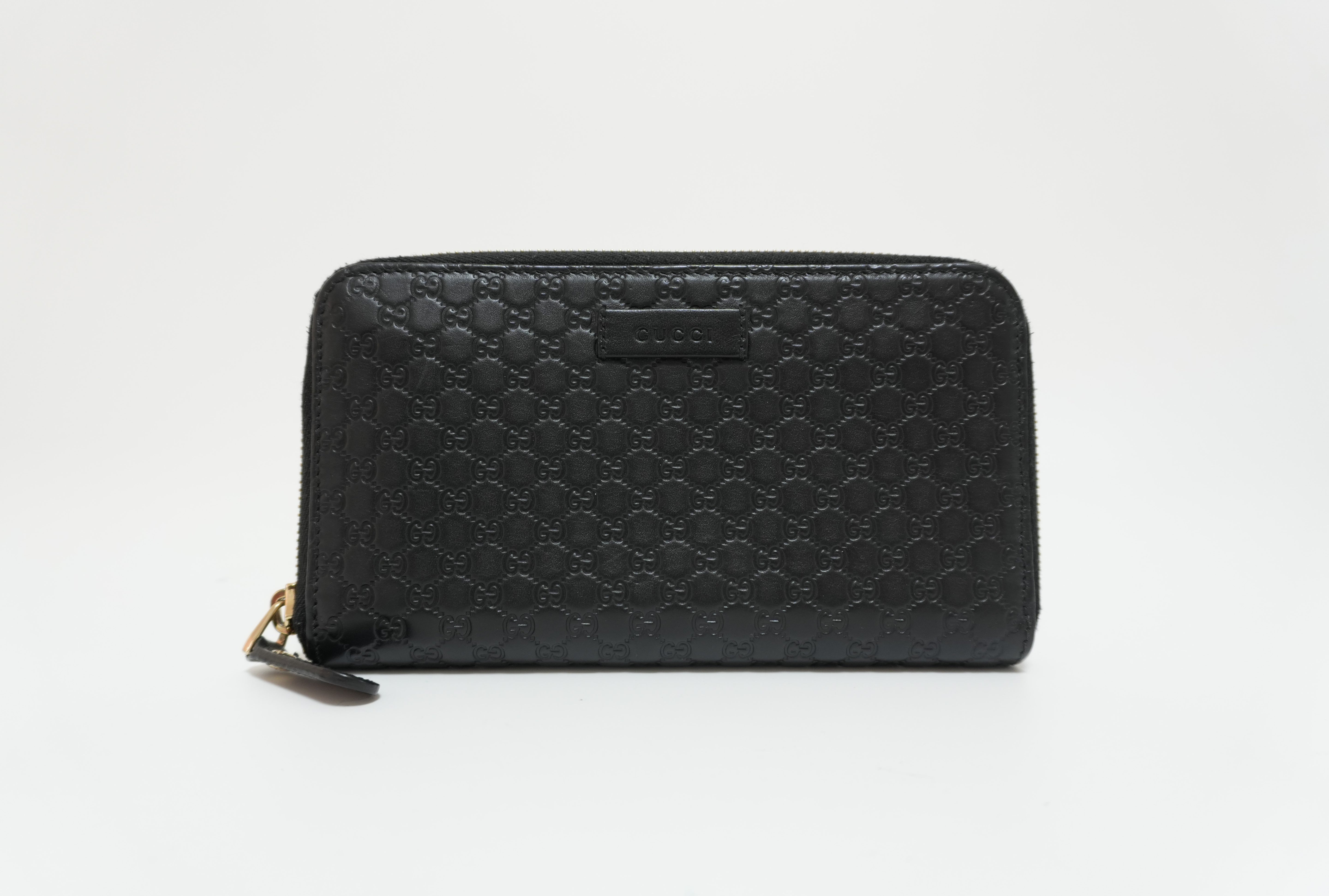 Gucci Micro Guccisima Zippy Wallet Black Leather Used