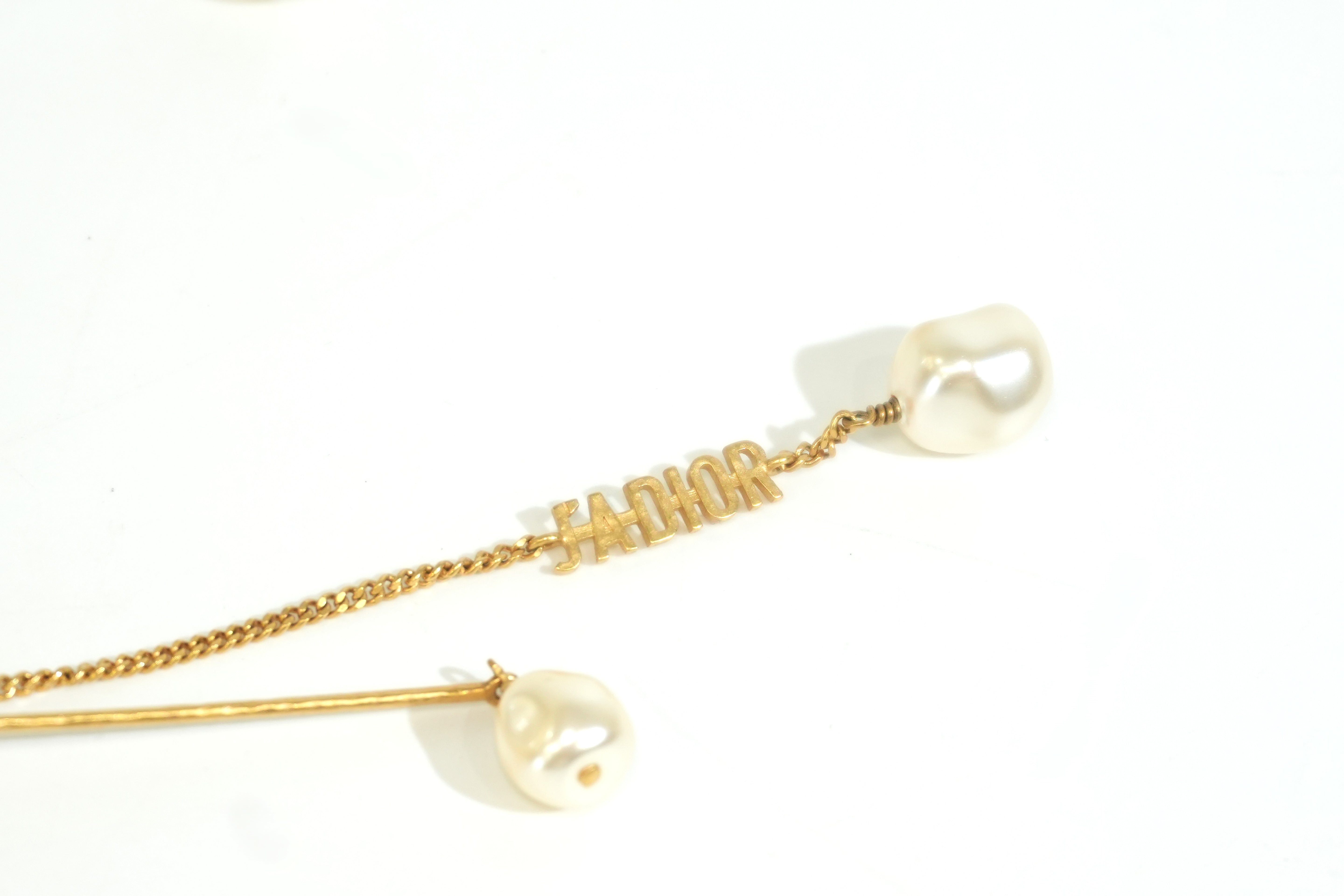 Pre-owned Dior Stainlesss Steel Immitation Pear Dangling Earrings