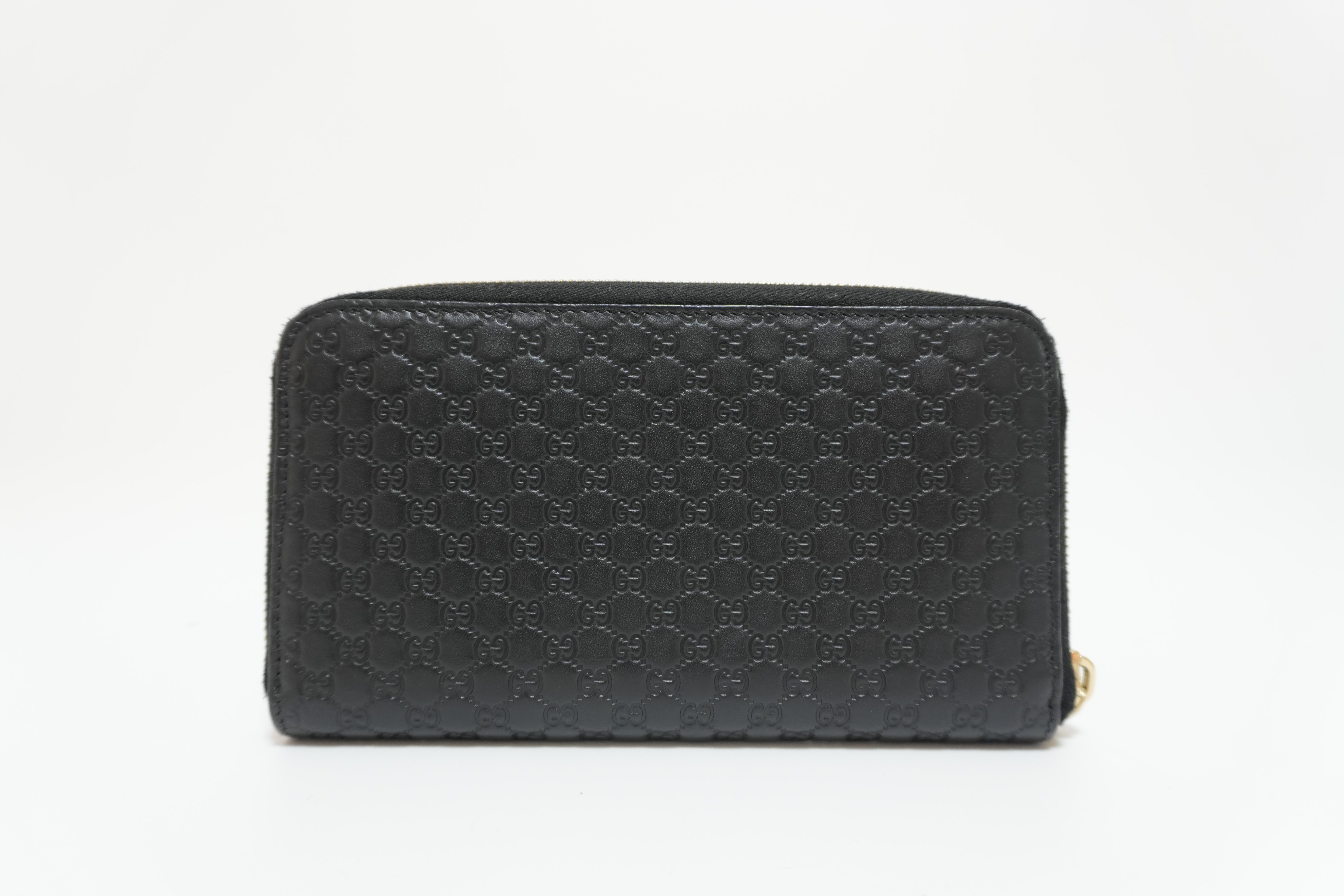 Gucci Micro Guccisima Zippy Wallet Black Leather Used