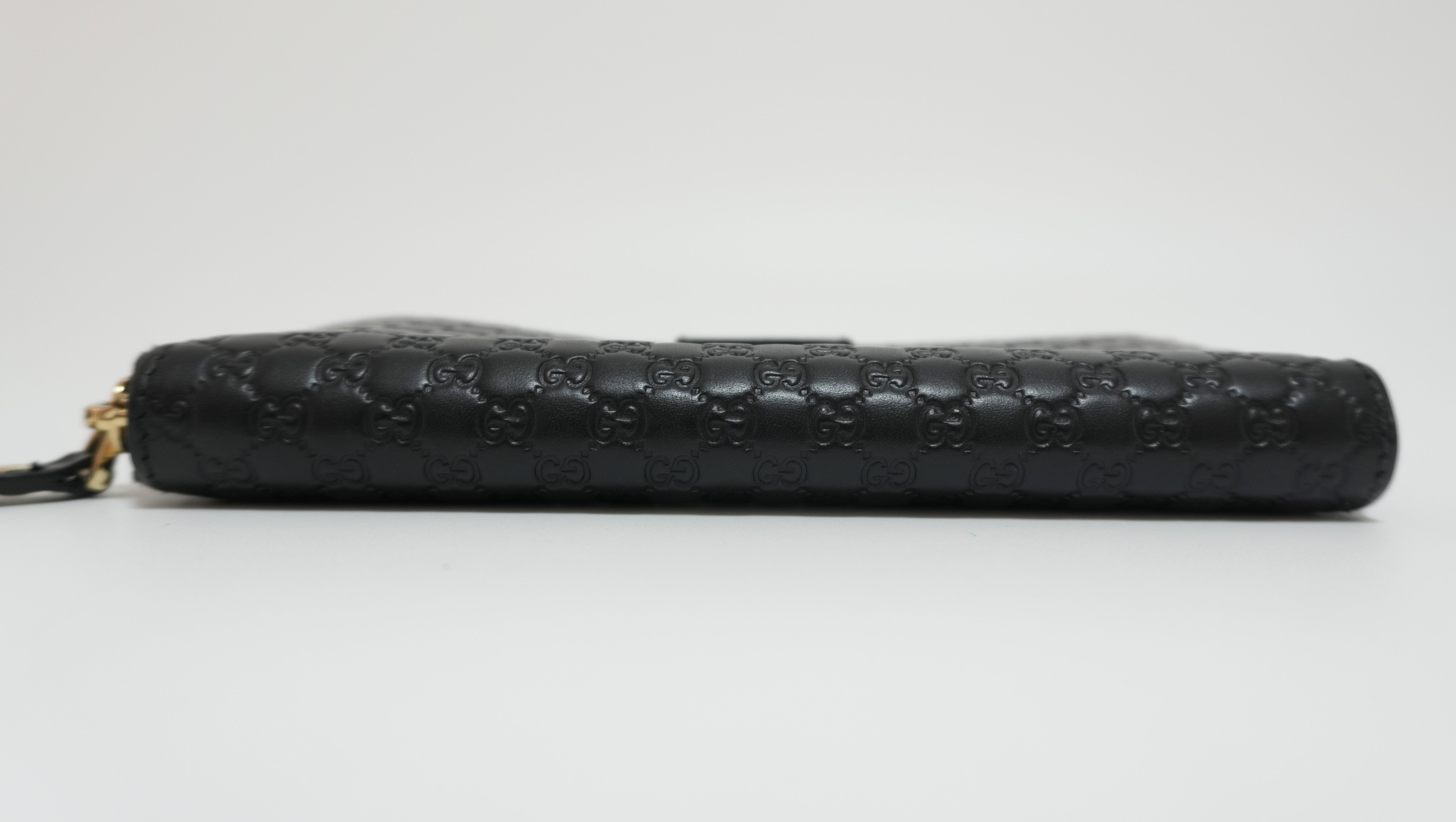 Gucci Micro Guccisima Zippy Wallet Black Leather Used