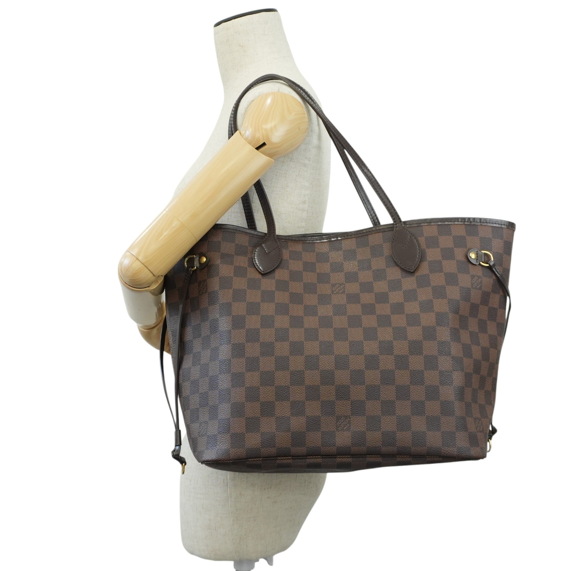 Louis Vuitton Damier Ebene Neverfull MM Shoulder Tote Bag Used