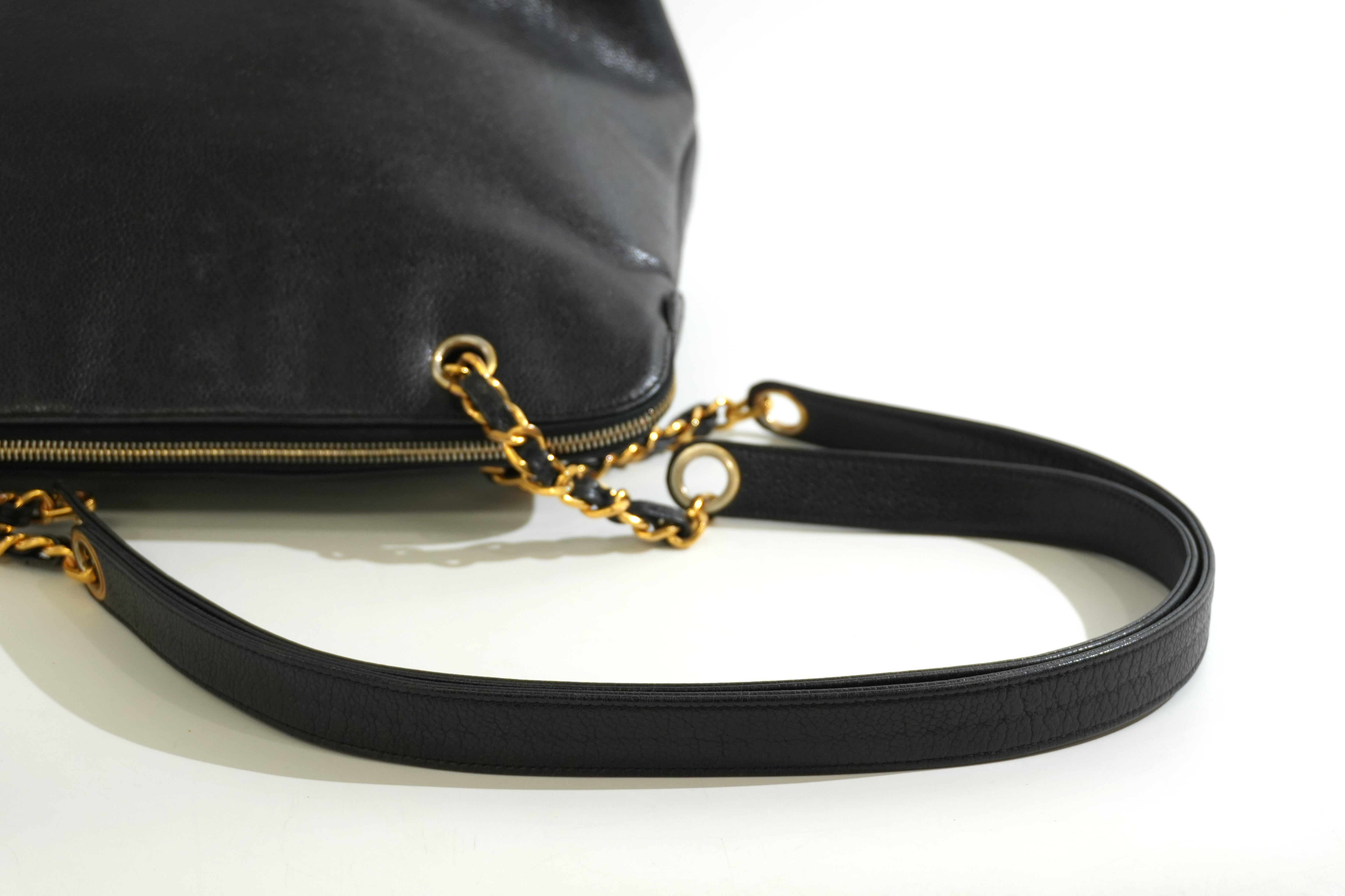 Pre-owned Chanel Caviar Skin Chain Tote Bag Black