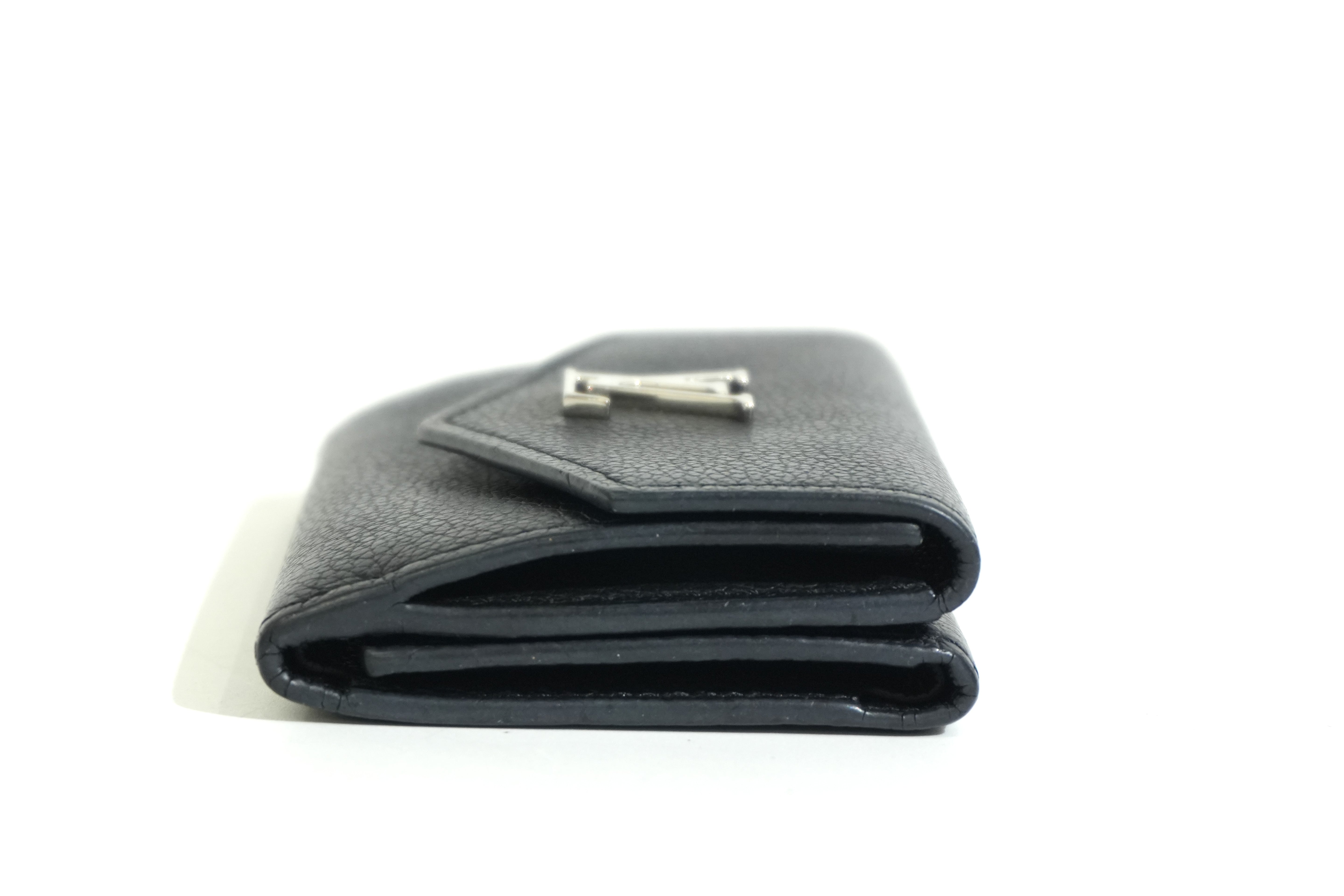 Pre-owned Louis Vuitton Leather Lock Mini Wallet Black
