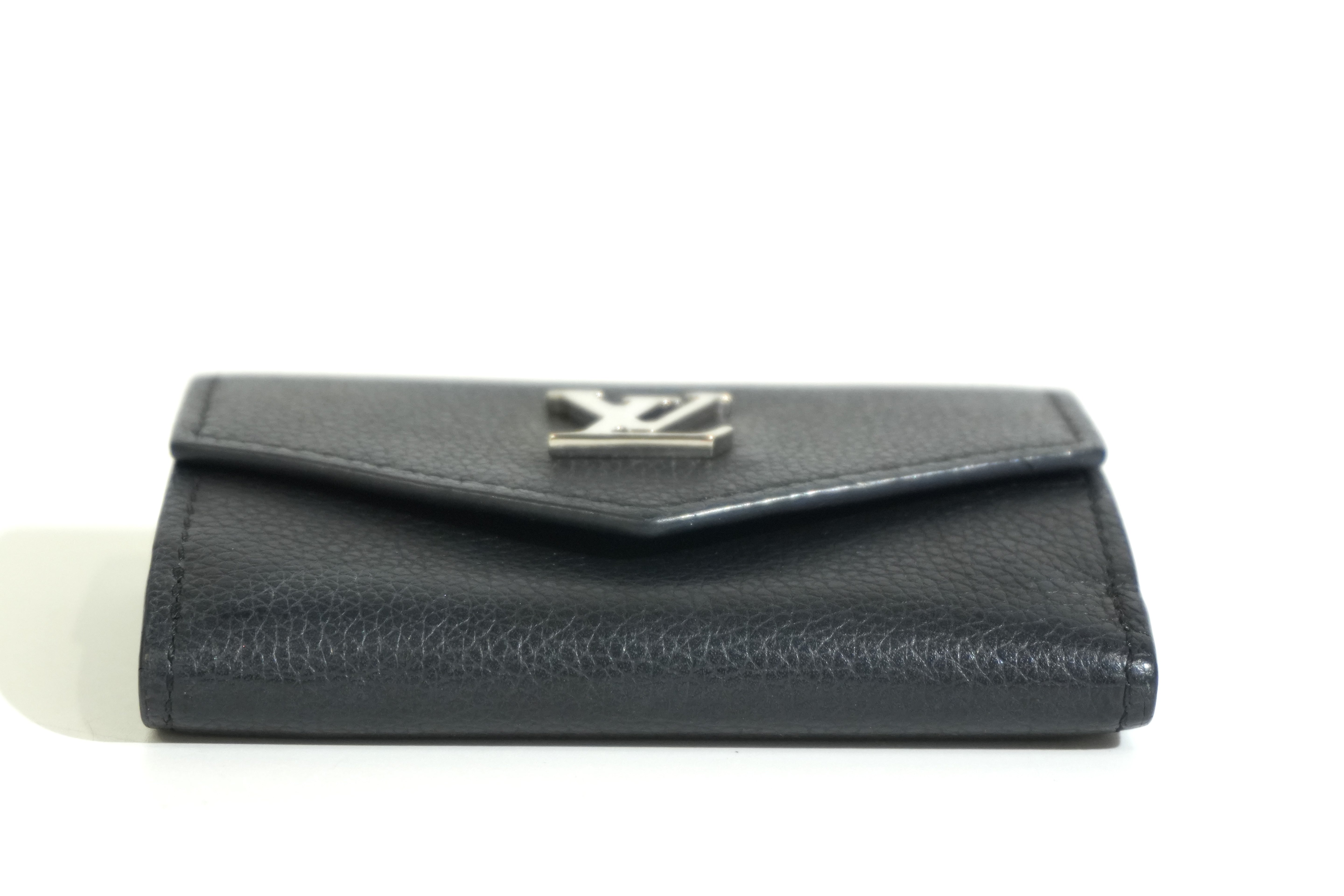 Pre-owned Louis Vuitton Leather Lock Mini Wallet Black