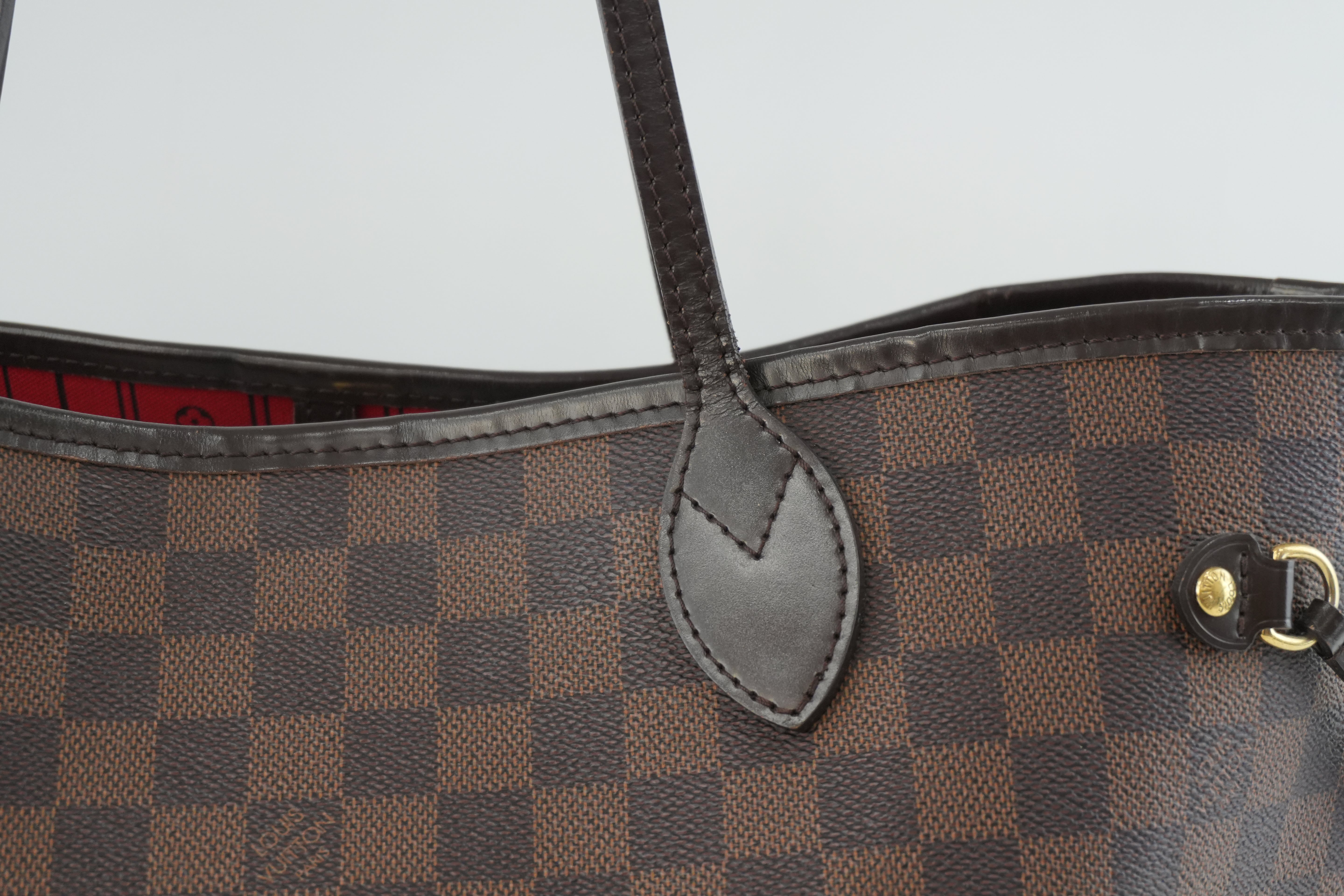 Louis Vuitton Damier Ebene Neverfull MM Shoulder Tote Bag Used