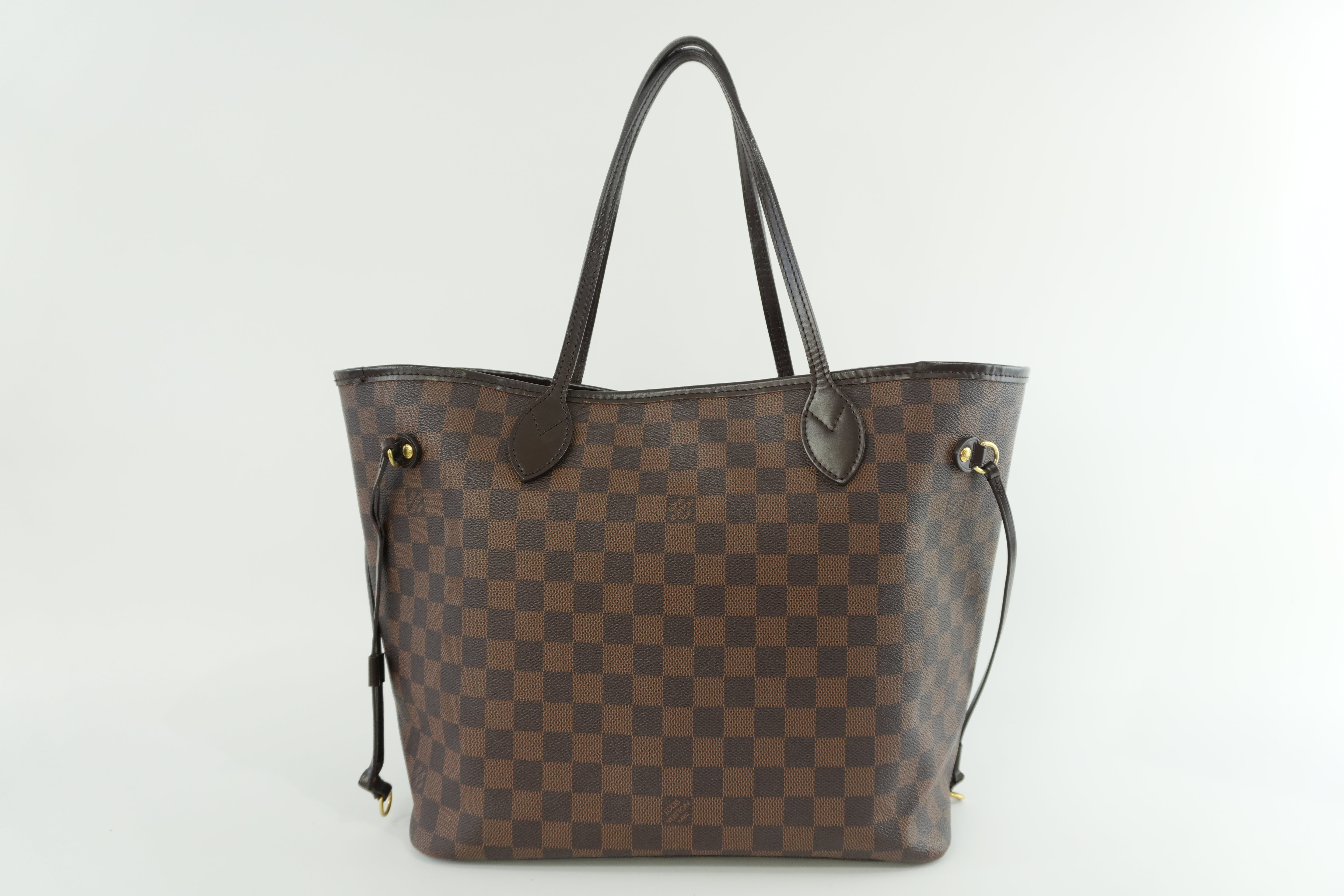 Louis Vuitton Damier Ebene Neverfull MM Shoulder Tote Bag Used