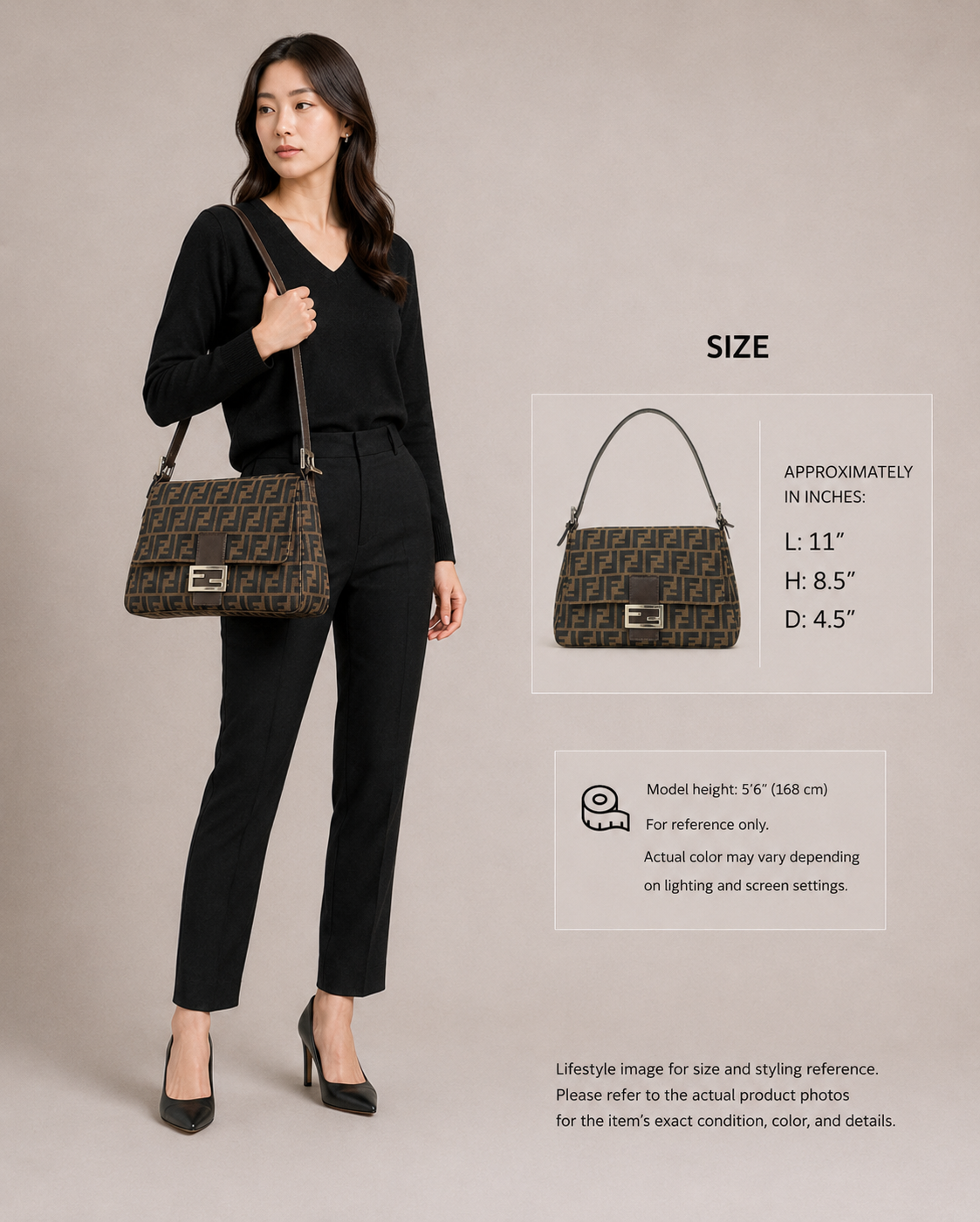 Pre-Owned Fendi Zucca Mama Baguette Shoulder Bag Brown