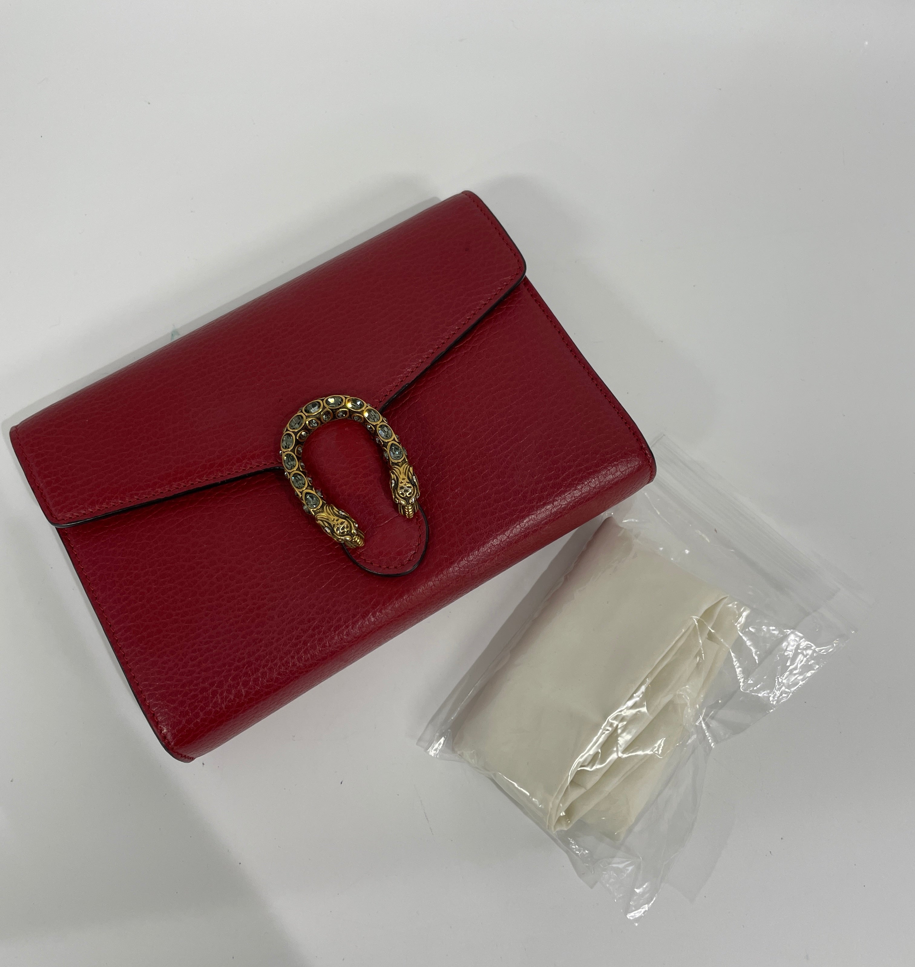 Gucci Dionysus Wallet on Chain Red Used