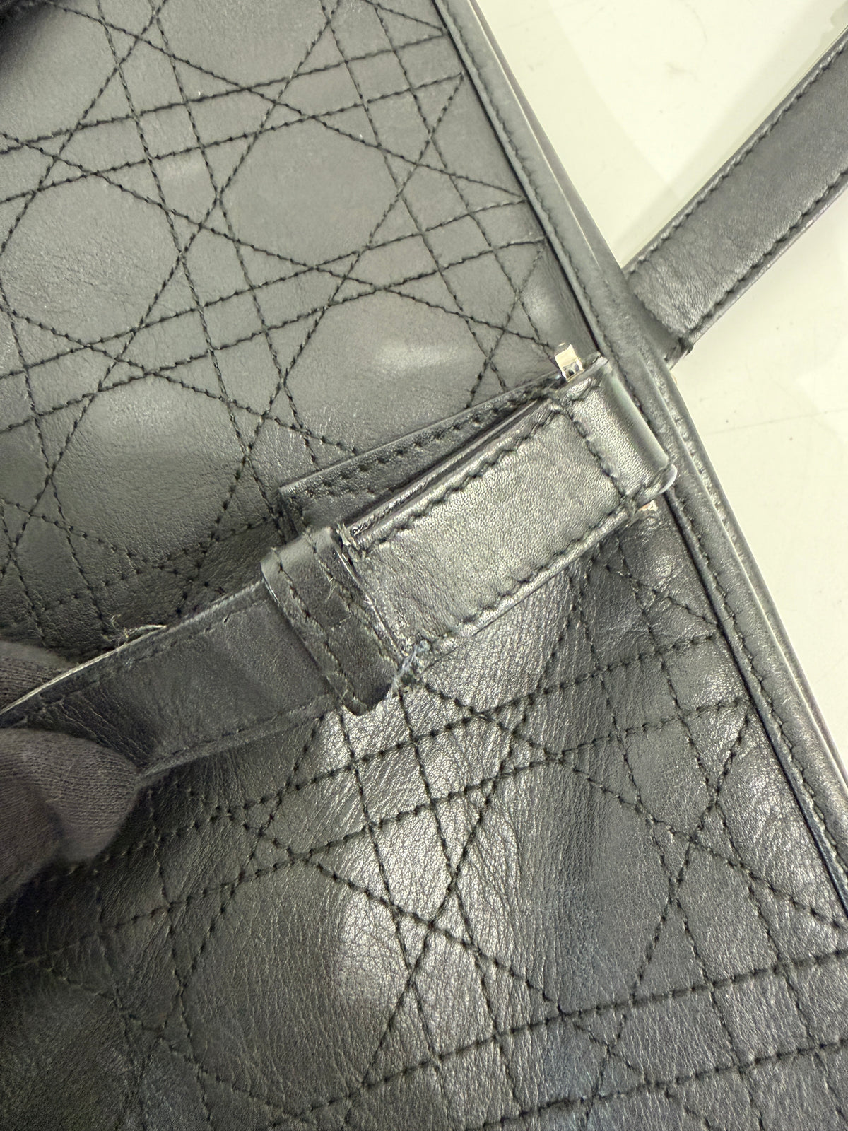 Pre-Owned Christian Dior Cannage Cargo Shopper Tote Bag Black