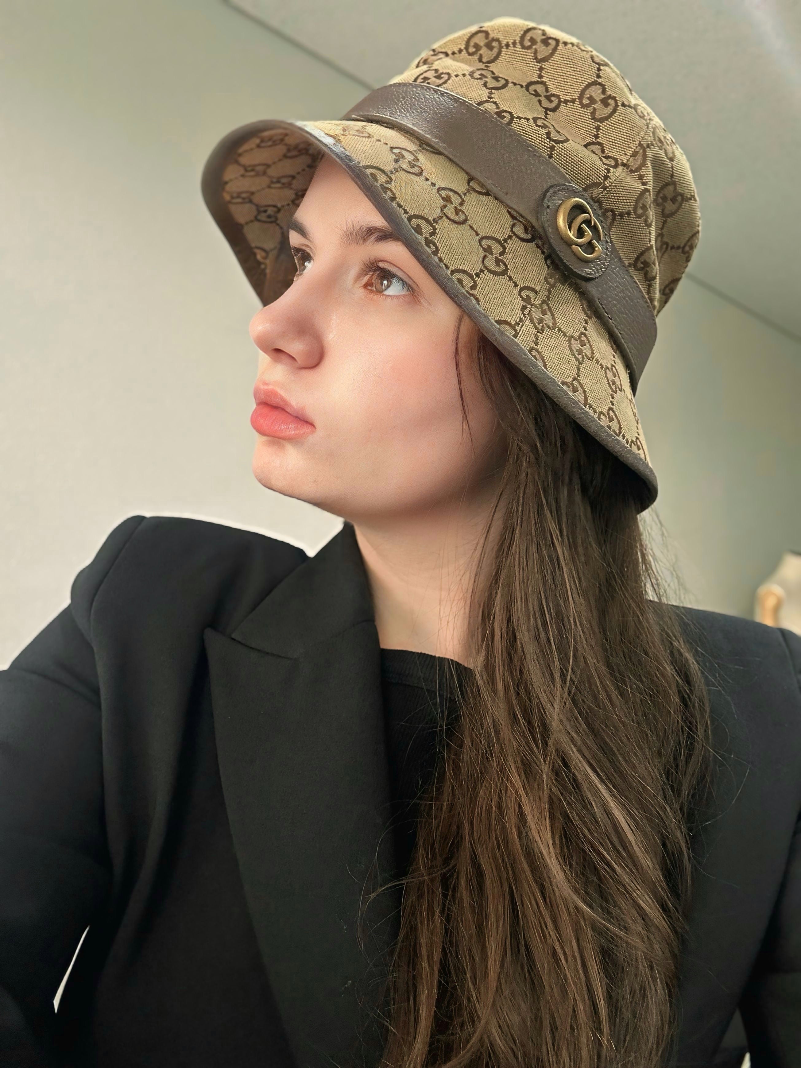 Pre-owned Gucci Guccisima Bucket Hat S Size Brown