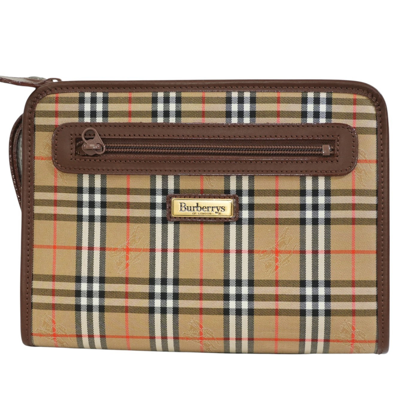Pre-owned Burberry Vinatage Haymarket Check Clutch Bag Brown