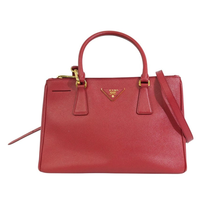 Pre-owned Prada Saffiano Lux Two Way Shoulder Bag Red