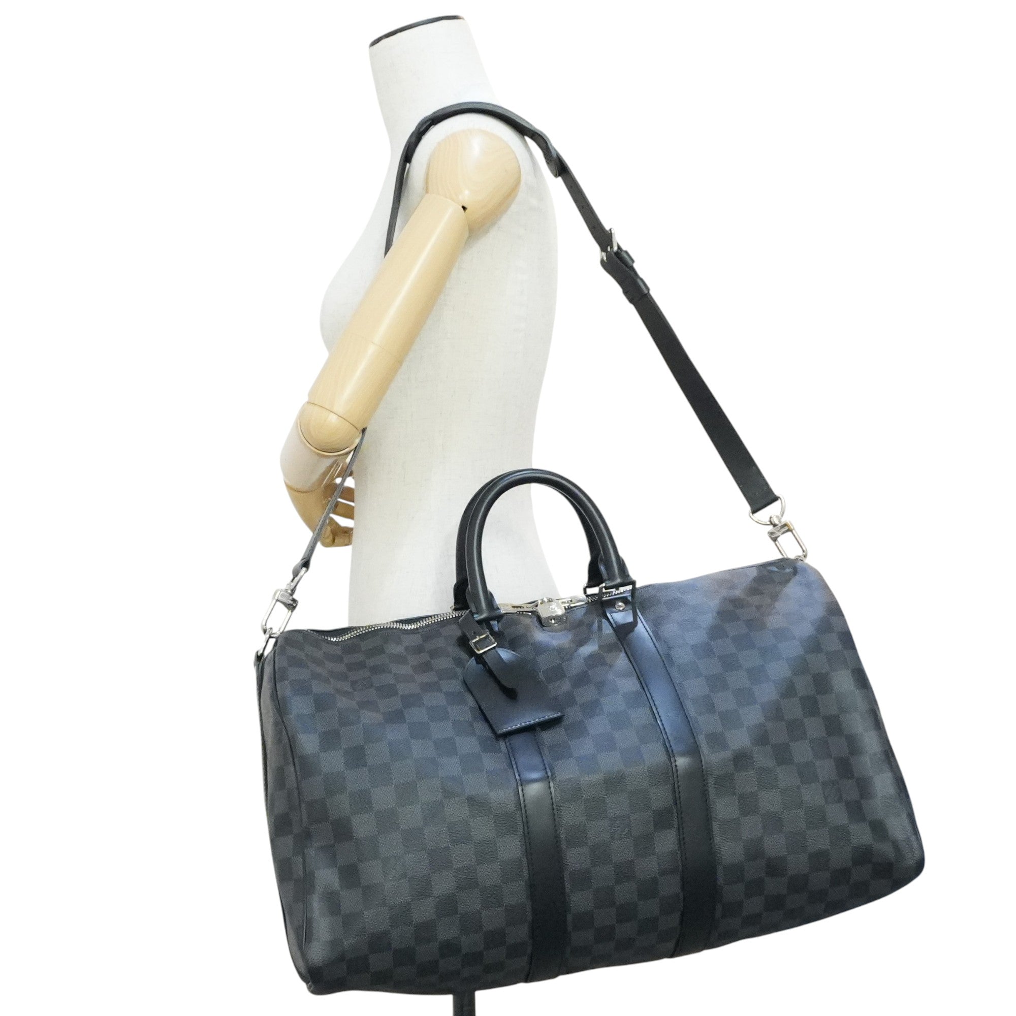 Pre-owned Louis Vuitton Damier Graphite Keepall Bandouliere 45 Travel Bag