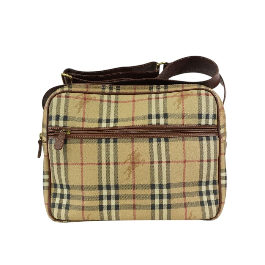 Pre-owned Burberry Nova Check Messenger Bag Beige and Brown