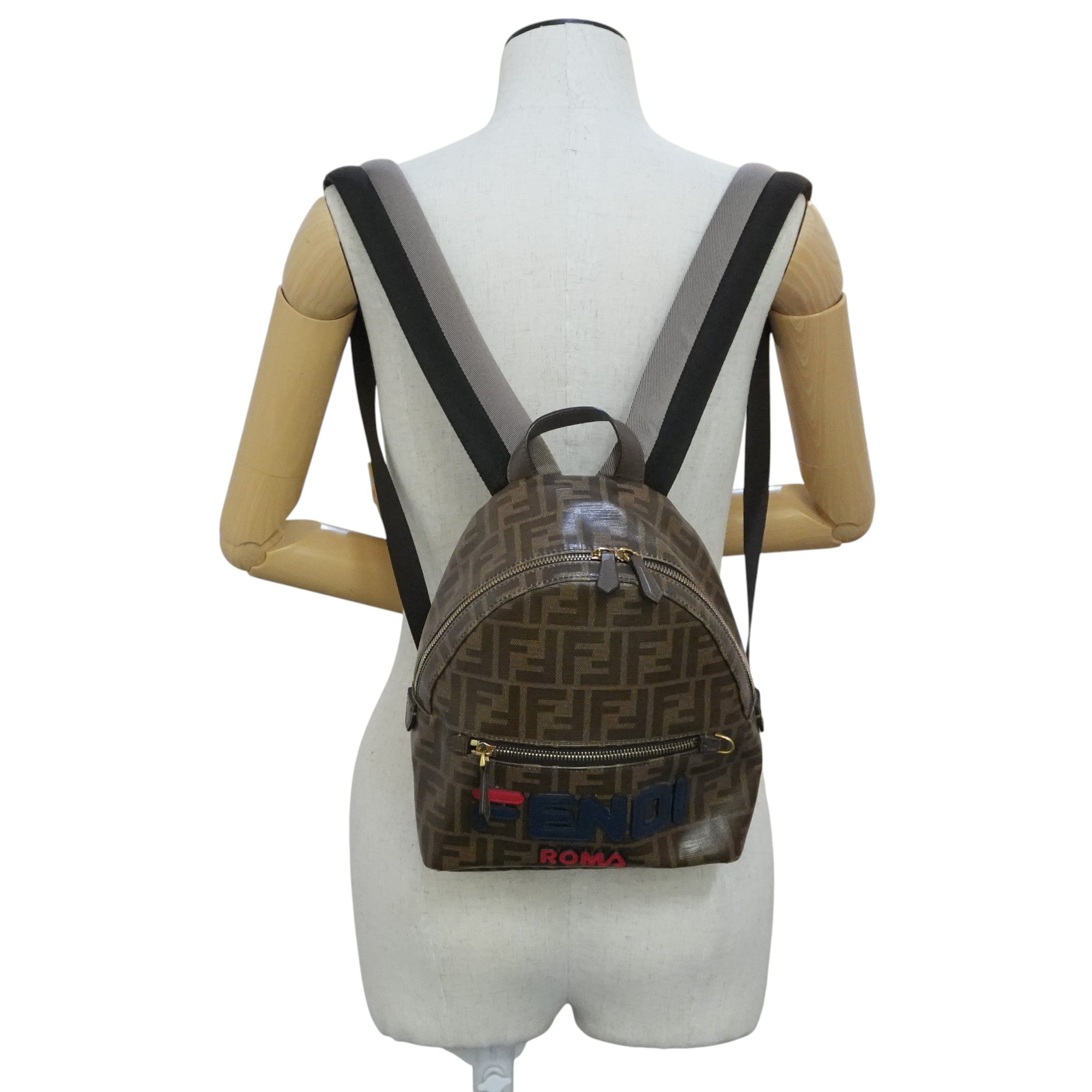 Pre-owned Fendi FILA Mini Mania Zucca Backpack