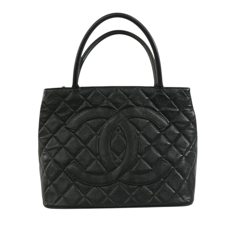 Pre-owned Chanel Medallion Tote Bag Black Gold Hardware