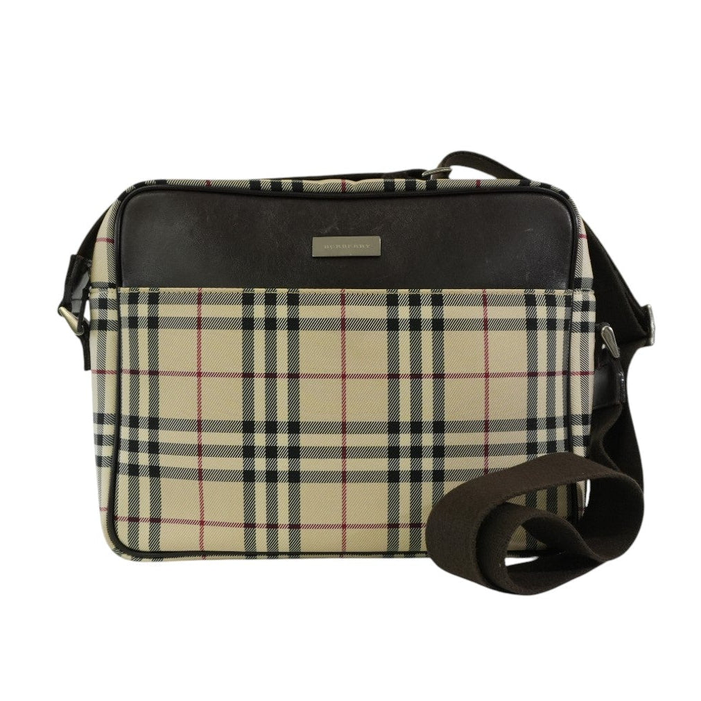 Pre-owned Burberry Nova Check Messenger Shoulder Bag Beige