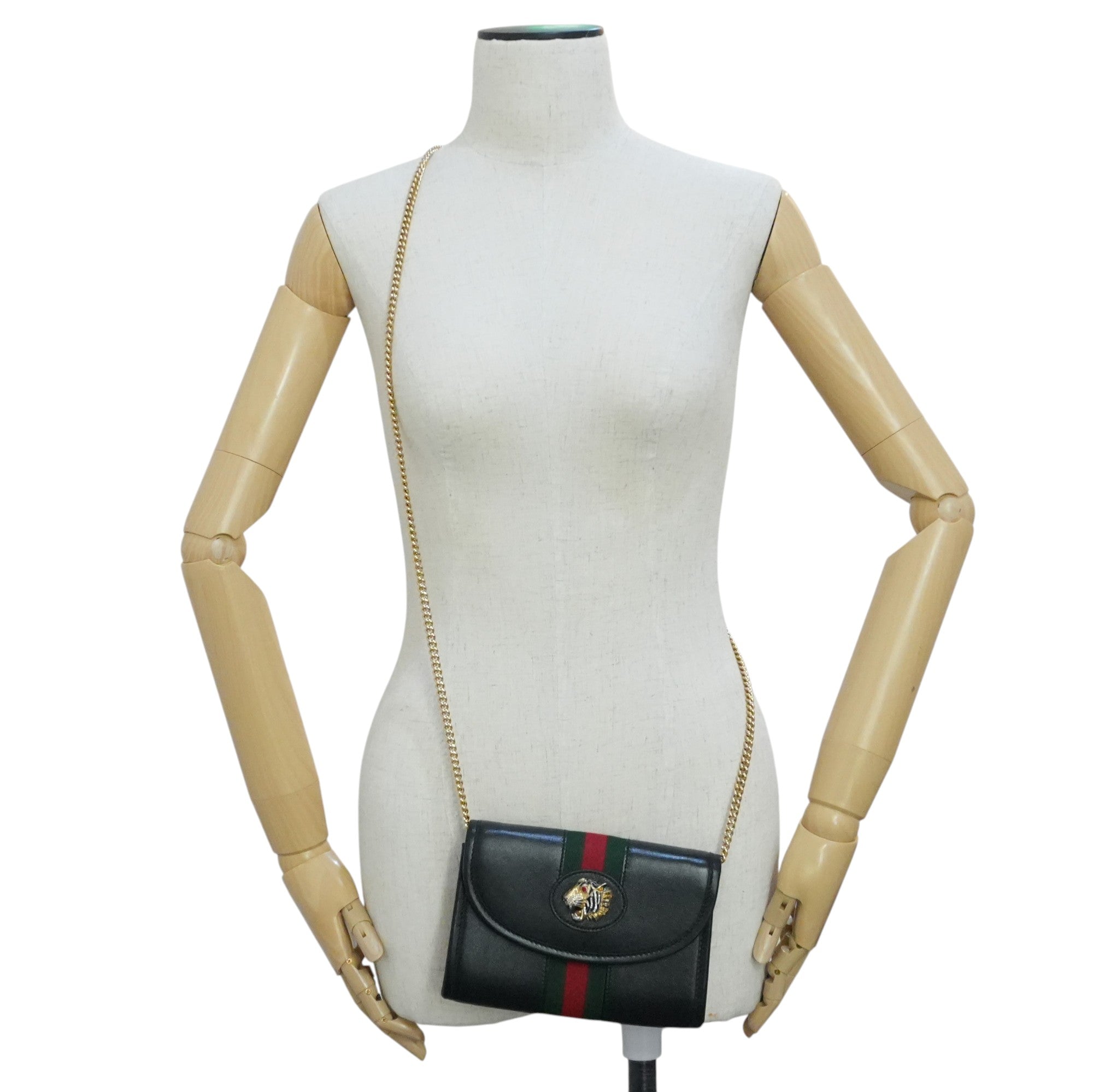 Pre-owned Gucci Rajah Mini Shoulder Bag Black