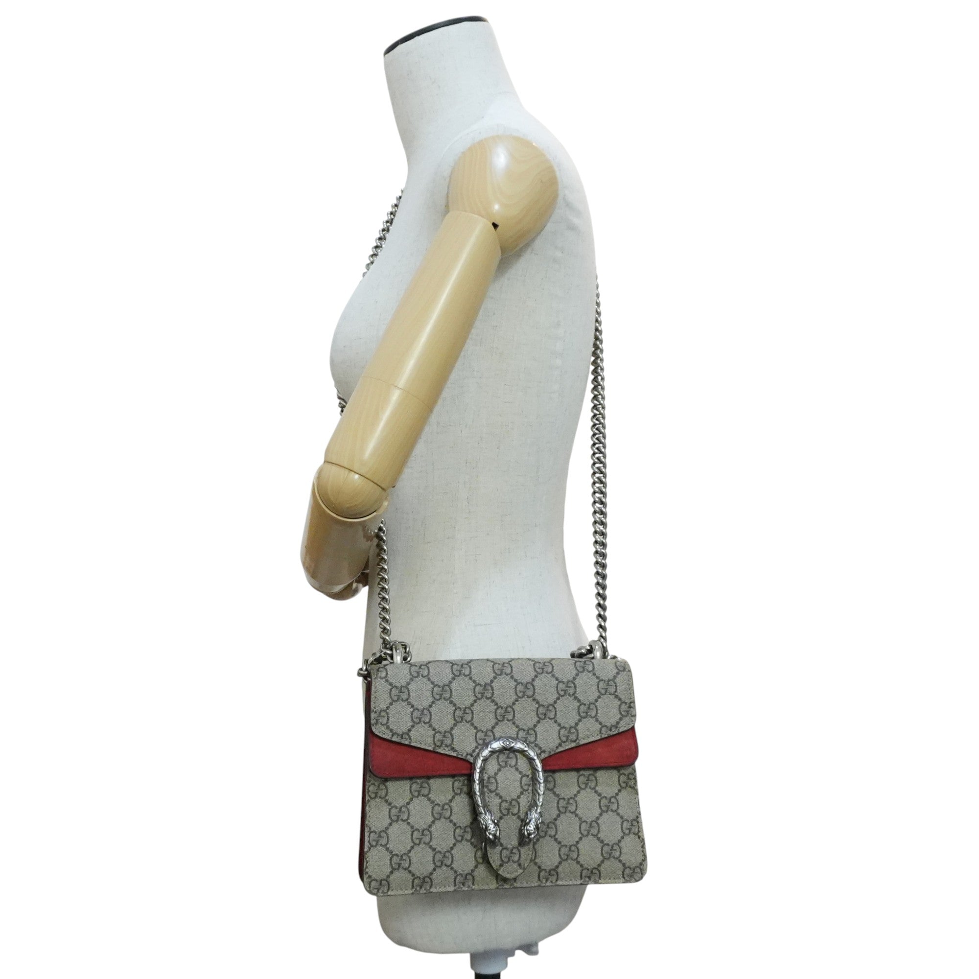 Pre-owned Gucci Dionysus Chain Shoulder Bag Brown and Red