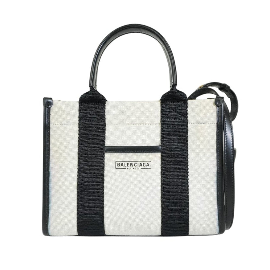 Pre-owned Balenciaga Two Way Small Handbag Black and White