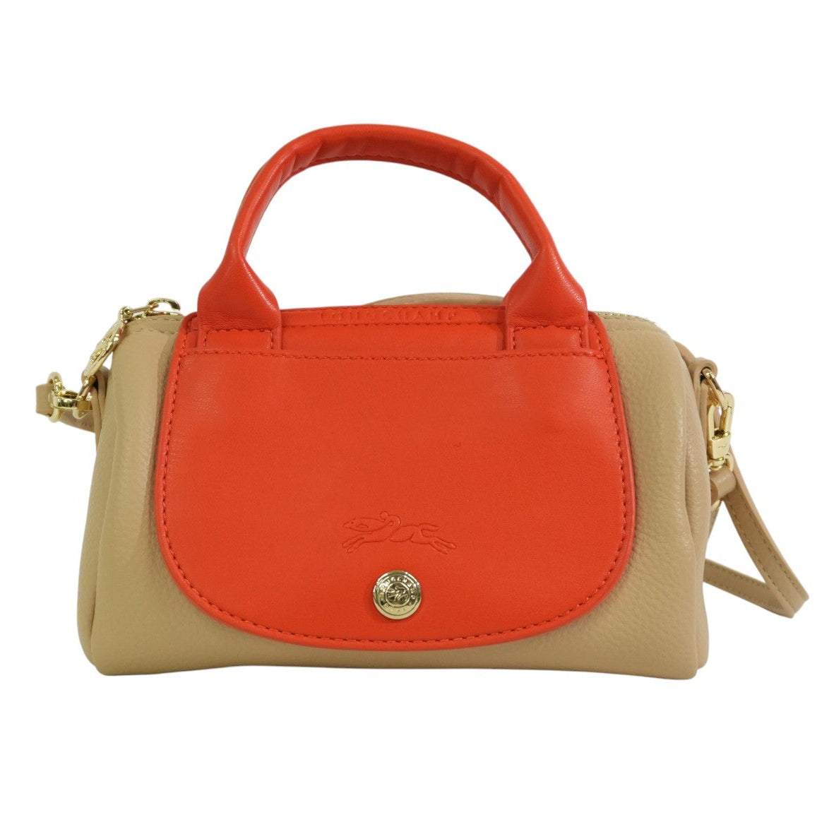 Pre-owned Longchamp Two Way Shoulder Bag Beige and Orange