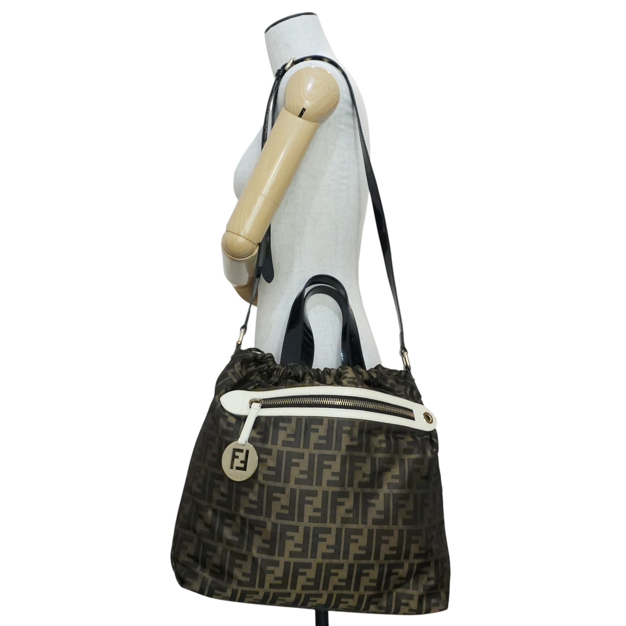 Pre-owned Fendi Zucca Two Way Shoulder Bag Brown