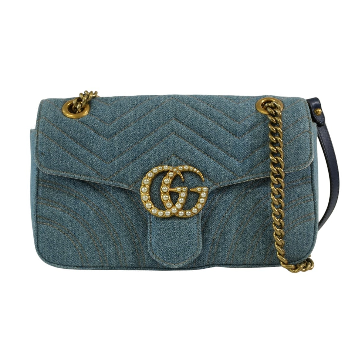 Pre-owned Gucci Marmont Shoulder Bag Denim