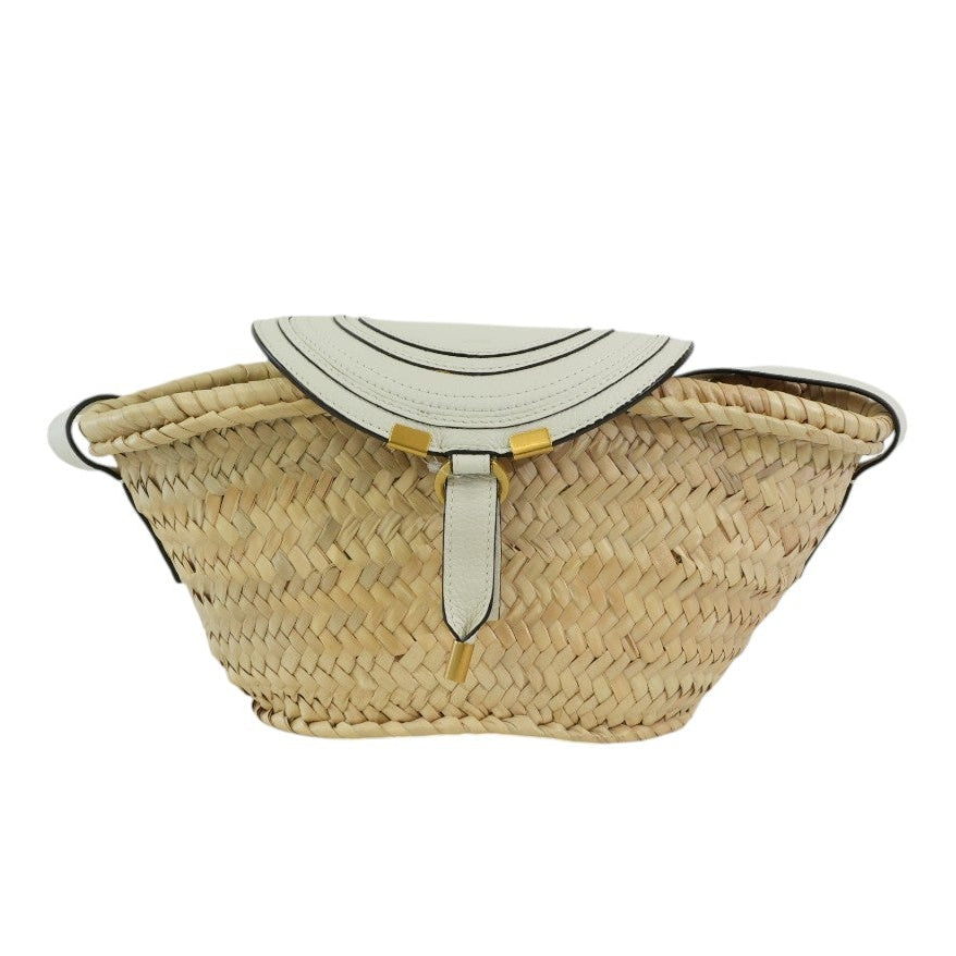 Pre-owned Chloe Raffia Shoulder Bag White