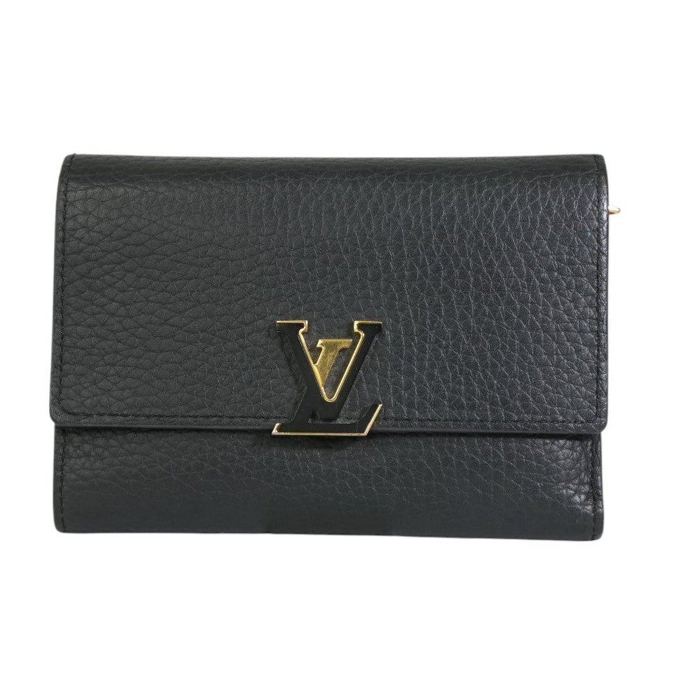 Pre-owned Louis Vuitton Capucine Compact Wallet Black