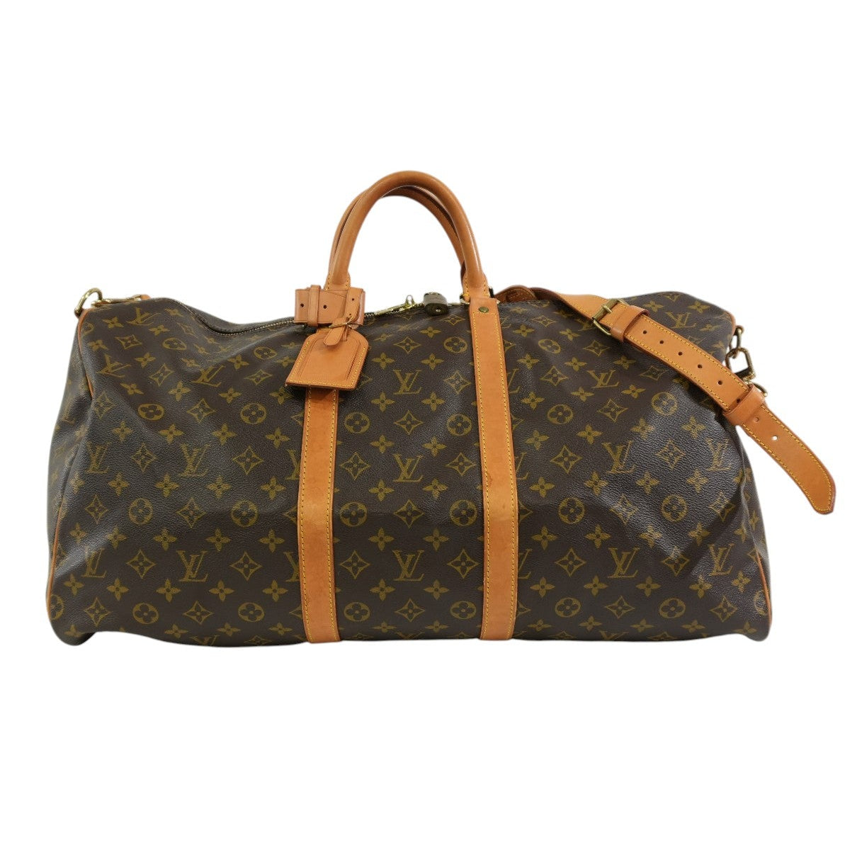 Pre-owned Louis Vuitton Monogram Keepall Bandouliere 55 Duffle Travel Bag