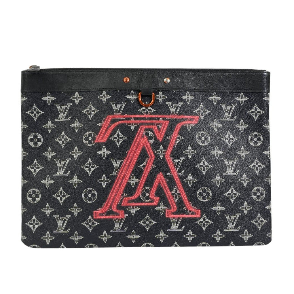 Pre-owned Louis Vuitton Monogram Ink Upside Down Pochette Apollo GM Clutch Bag Navy Blue