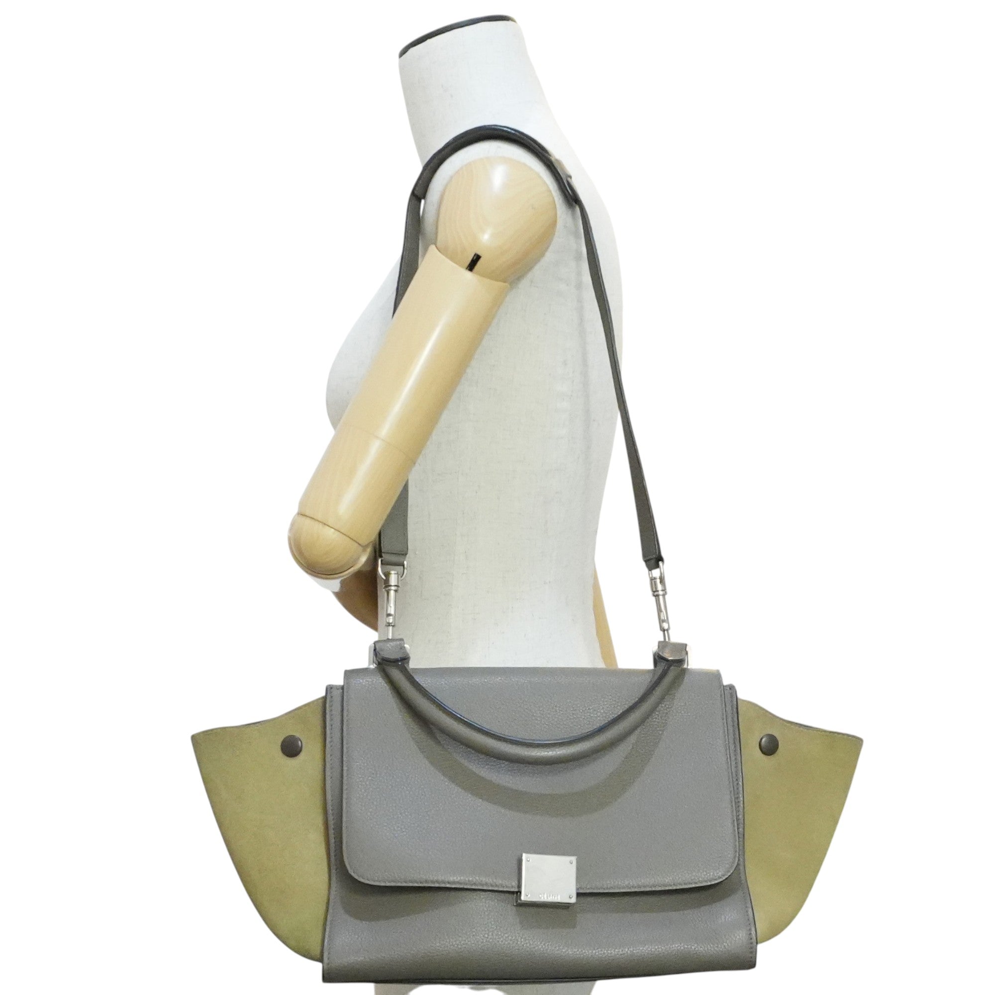 Pre-owned Celine Trapeze Two Way Shoulder Bag Taupe Gray