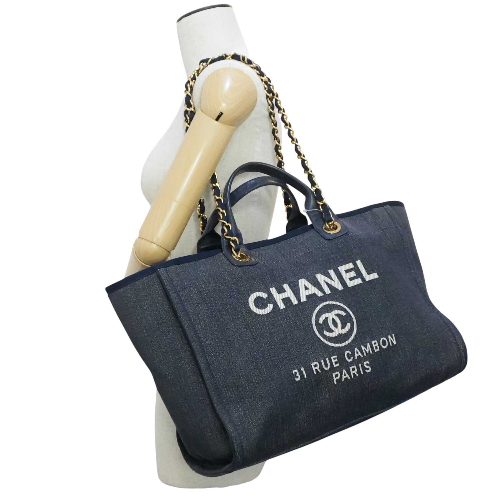 Pre-owned Chanel Deauville Tote Bag Blue Denim