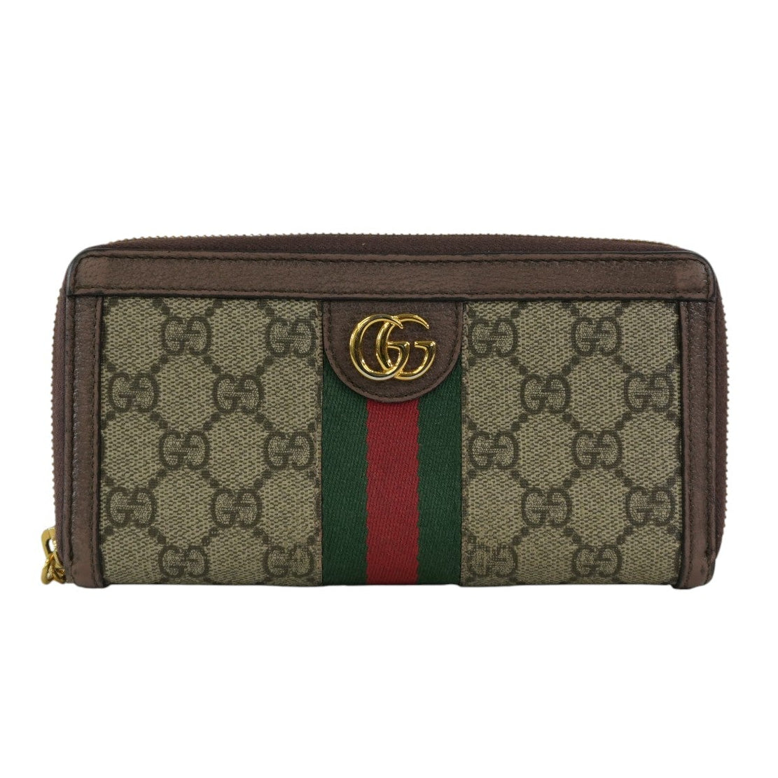 Pre-owned Gucci Ophidia Zippy Long Wallet Brown