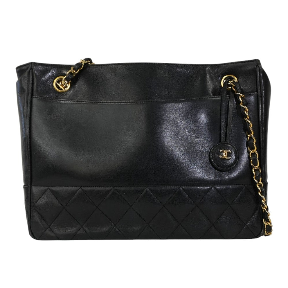 Pre-owned Chanel Lambskin Leather Chain Shoulder Bag Black