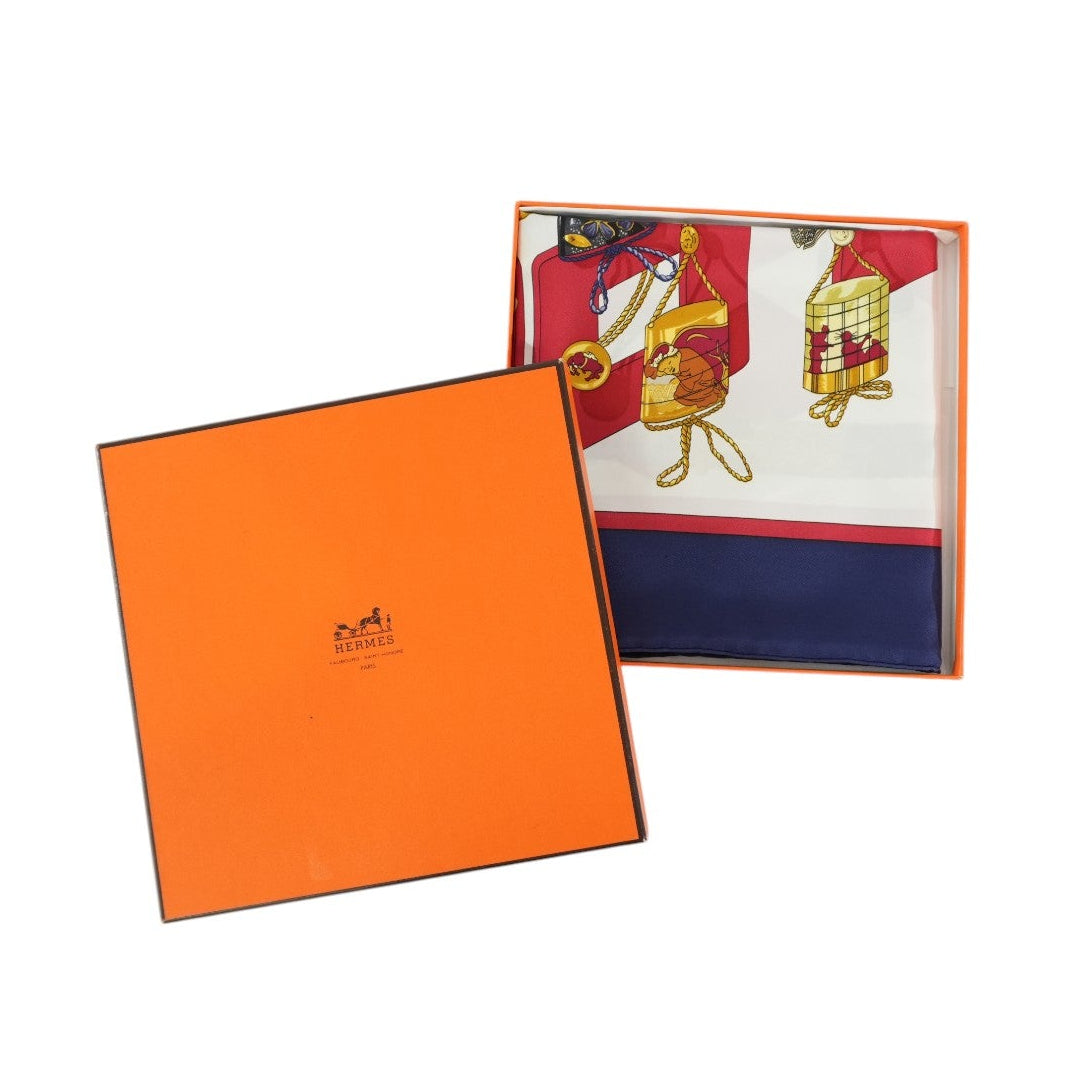 Pre-owned Hermes Scarf with Box Blue and Red